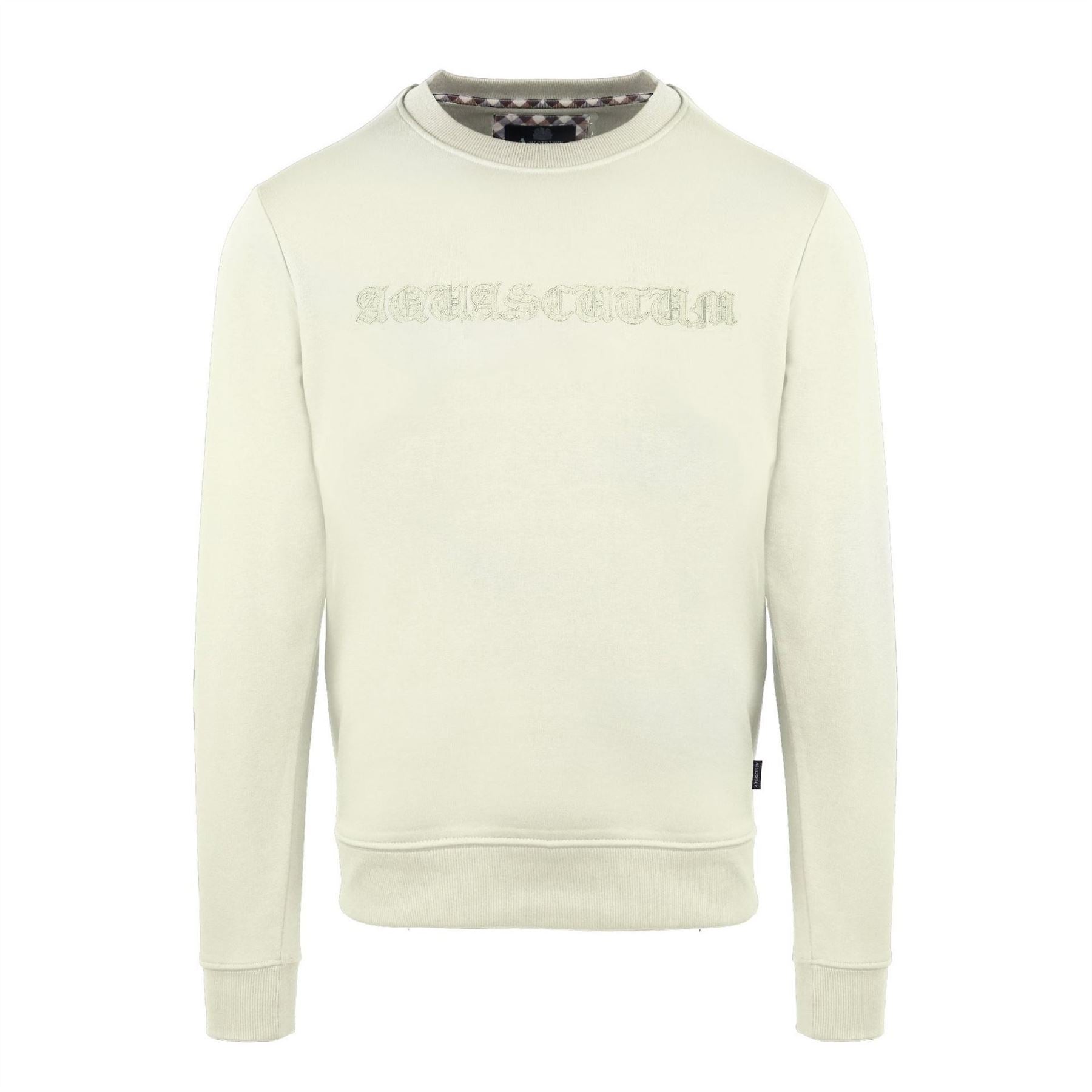 Aquascutum Embroidered Crew Neck Ribbed Collar Long Sleeve Sweatshirt