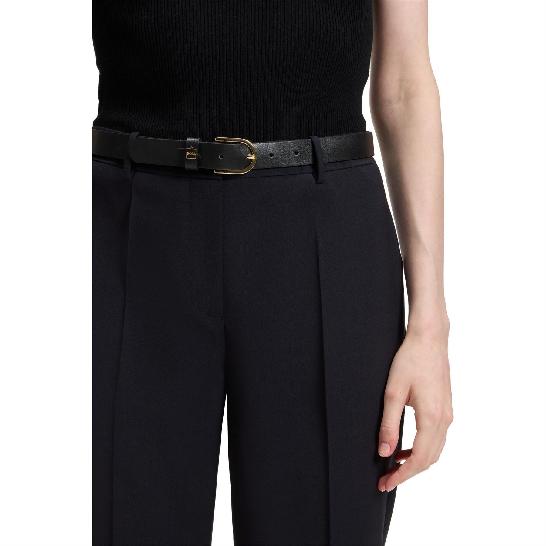 Boss Tilunah Solid Patterned Front Pleat Chinos