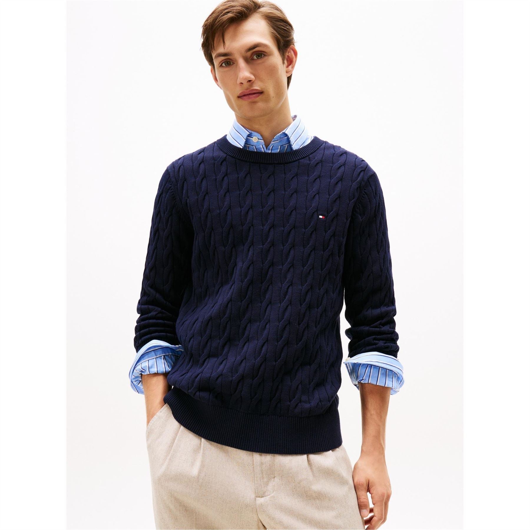 Tommy Hilfiger Hilfiger Classic Cotton Cable Crew Neck