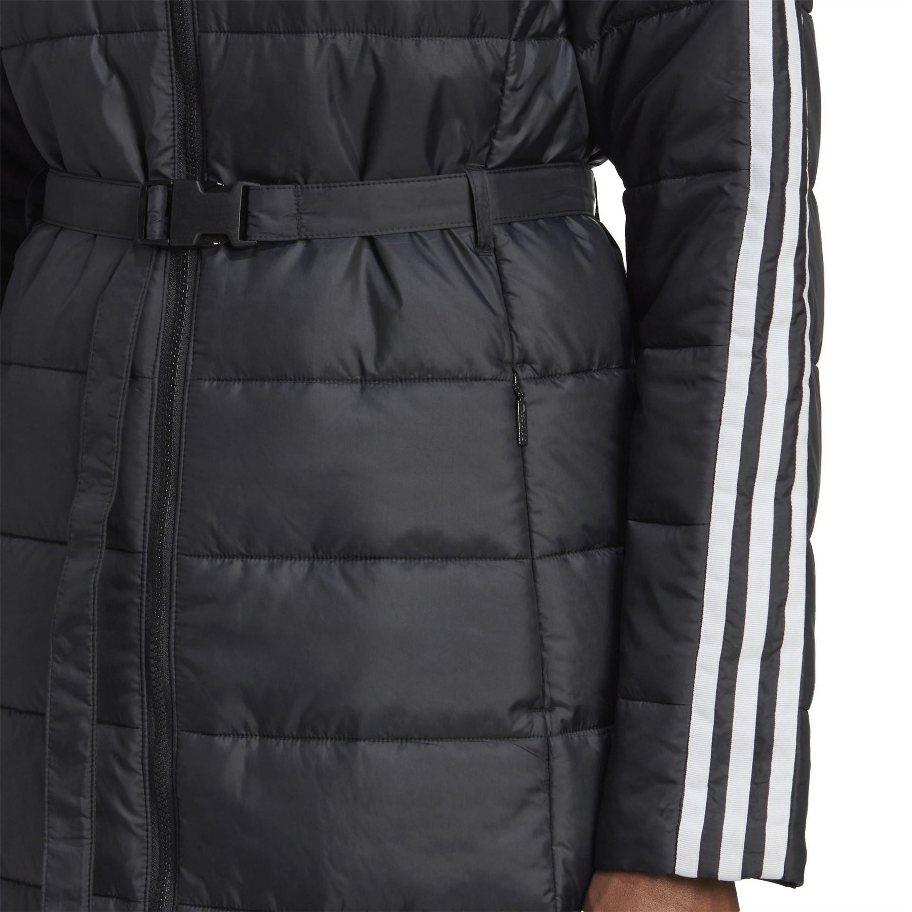 adidas Hooded Long Sleeve Knee Length Slim Fit Puffer Jacket