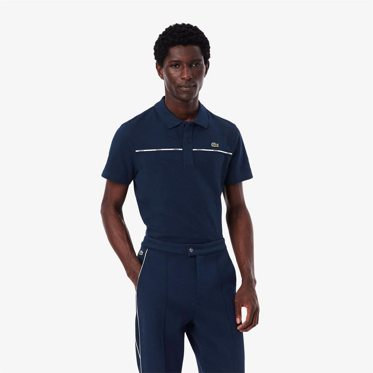 Lacoste Crocodile Print Collared Neck Short Sleeve Polo Shirt