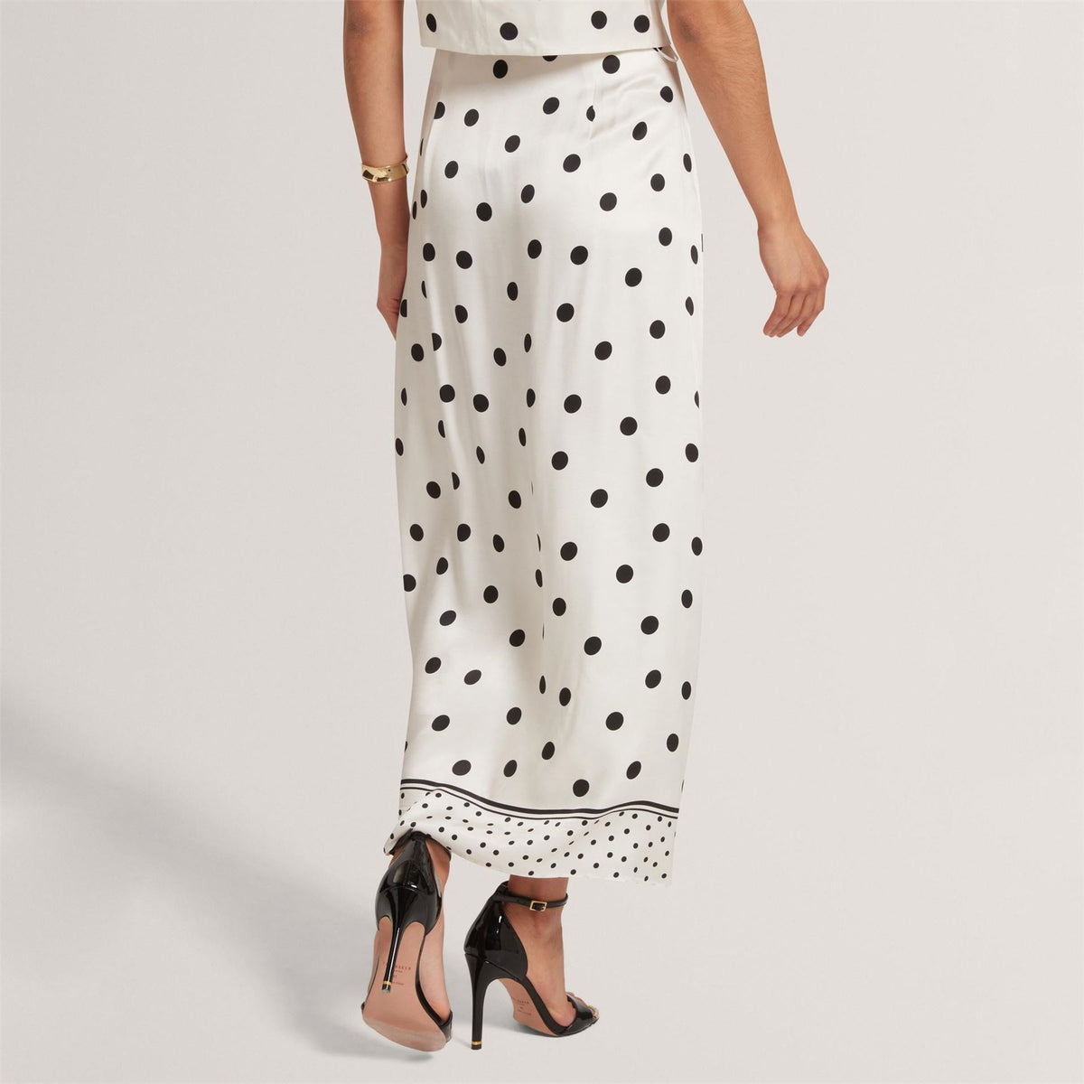 Ted Baker Polka Dot Knot Detail Midi Skirt
