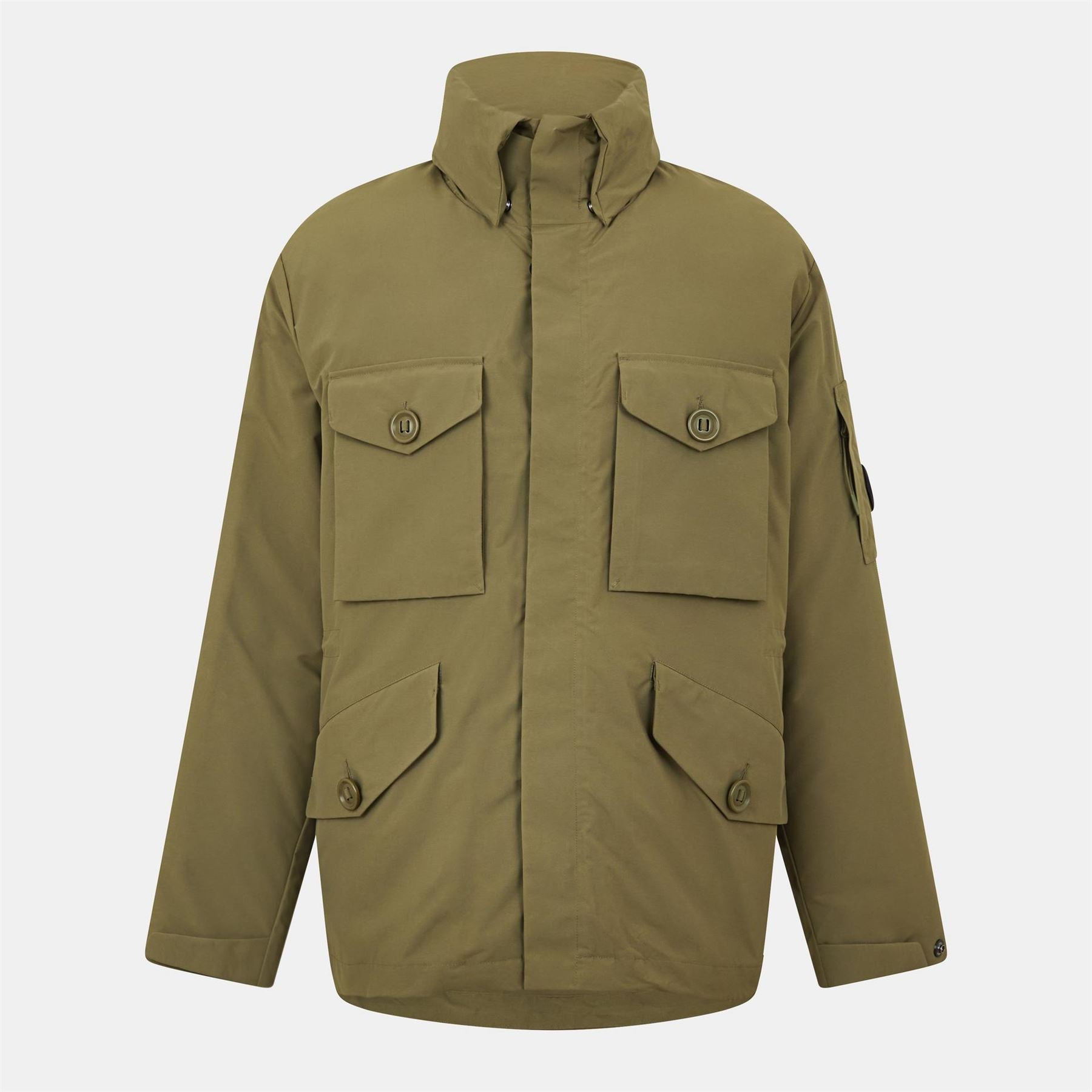 CP Company Goggle Solid Patterned Hooded Snap Button Softshell Jacket