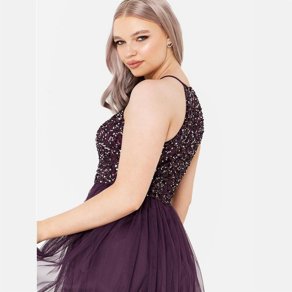 Maya Deluxe De Halter Neck Sleeveless Midi Babydoll Dress