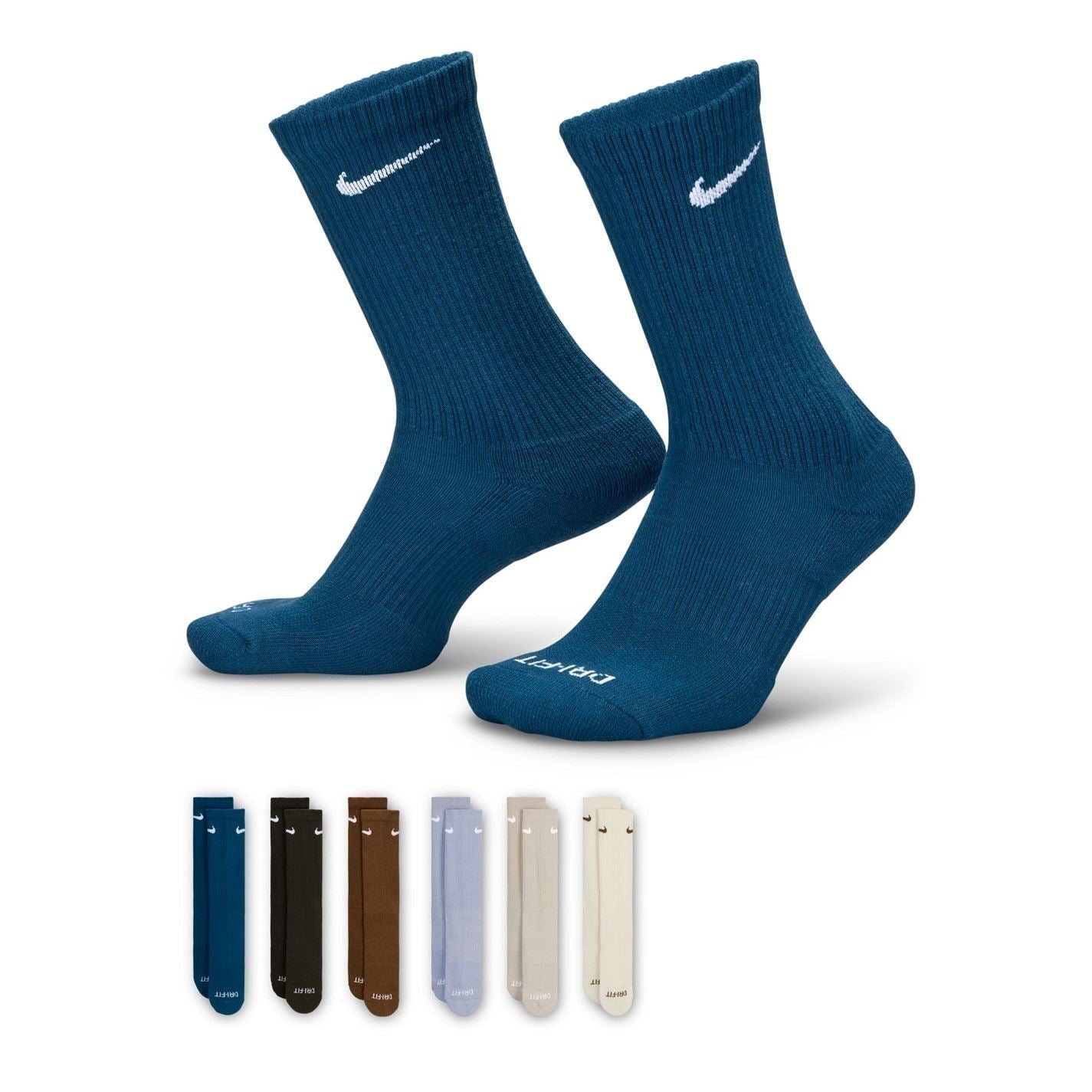 Nike 6 Pack Everyday Cushioned Training Crew Socks Mens