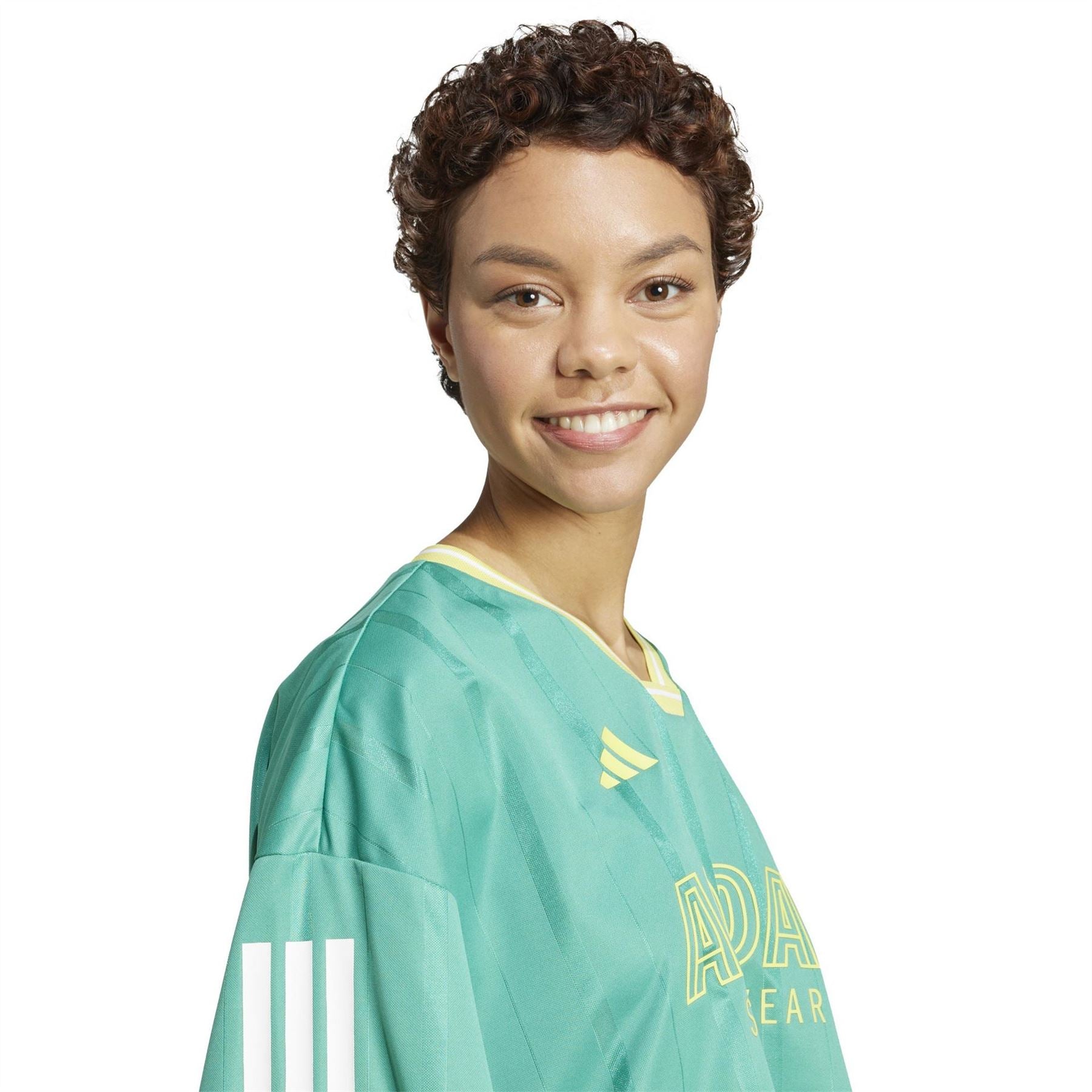 adidas Tiro Three Bar Logo Cropped Drop Shoulder Lettering Relaxed Fit T-Shirt