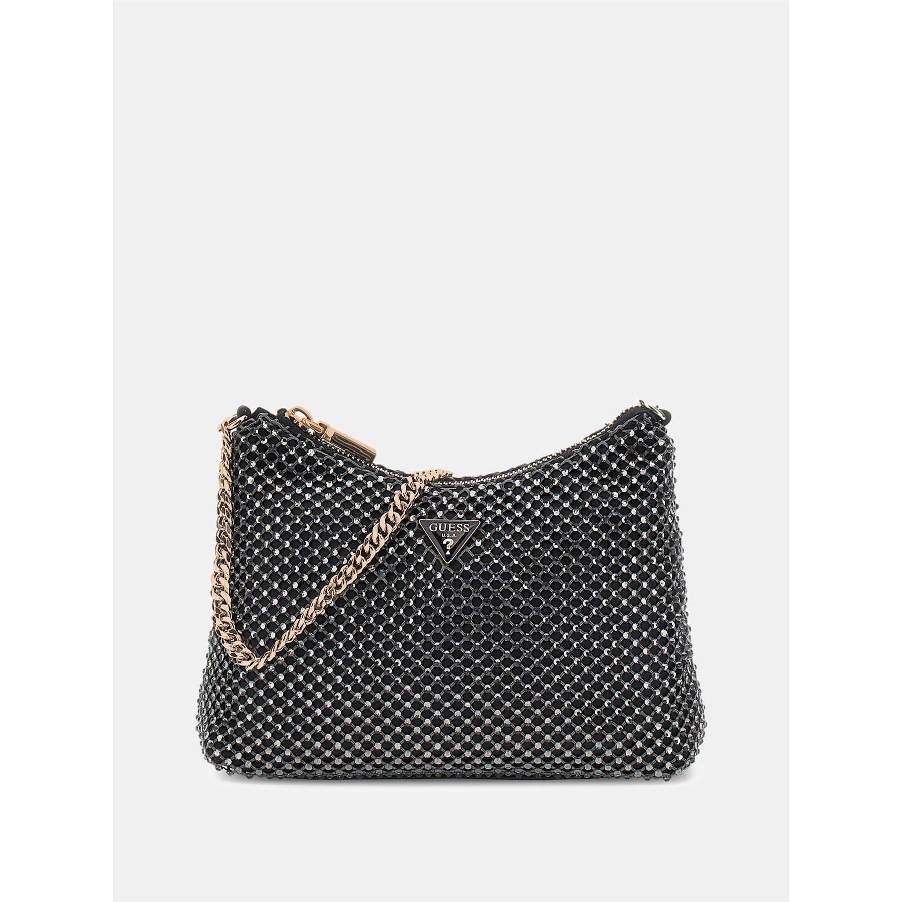 Guess Geometric Patterned Zalina Hobo Bag with Chain