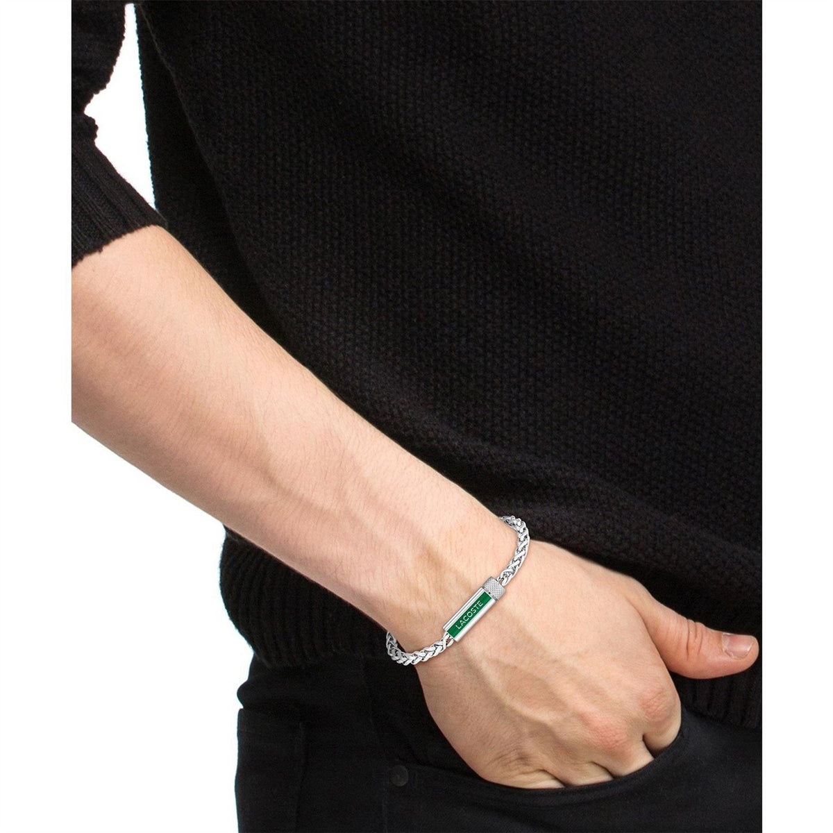 Lacoste Mens Spelt Stainless Steel Bracelet