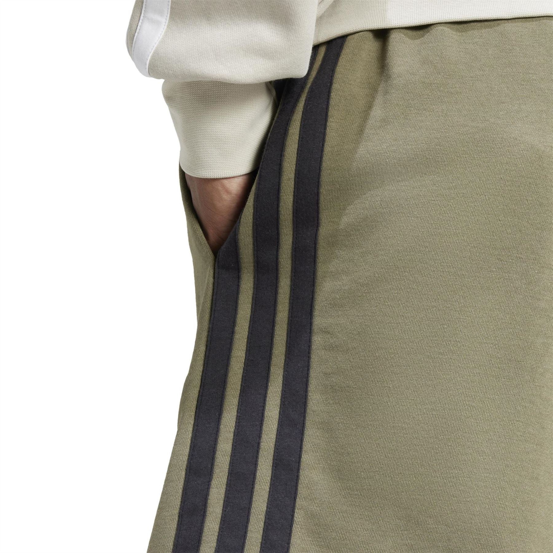 adidas Mens Essentials 3 Stripe Fleece Shorts