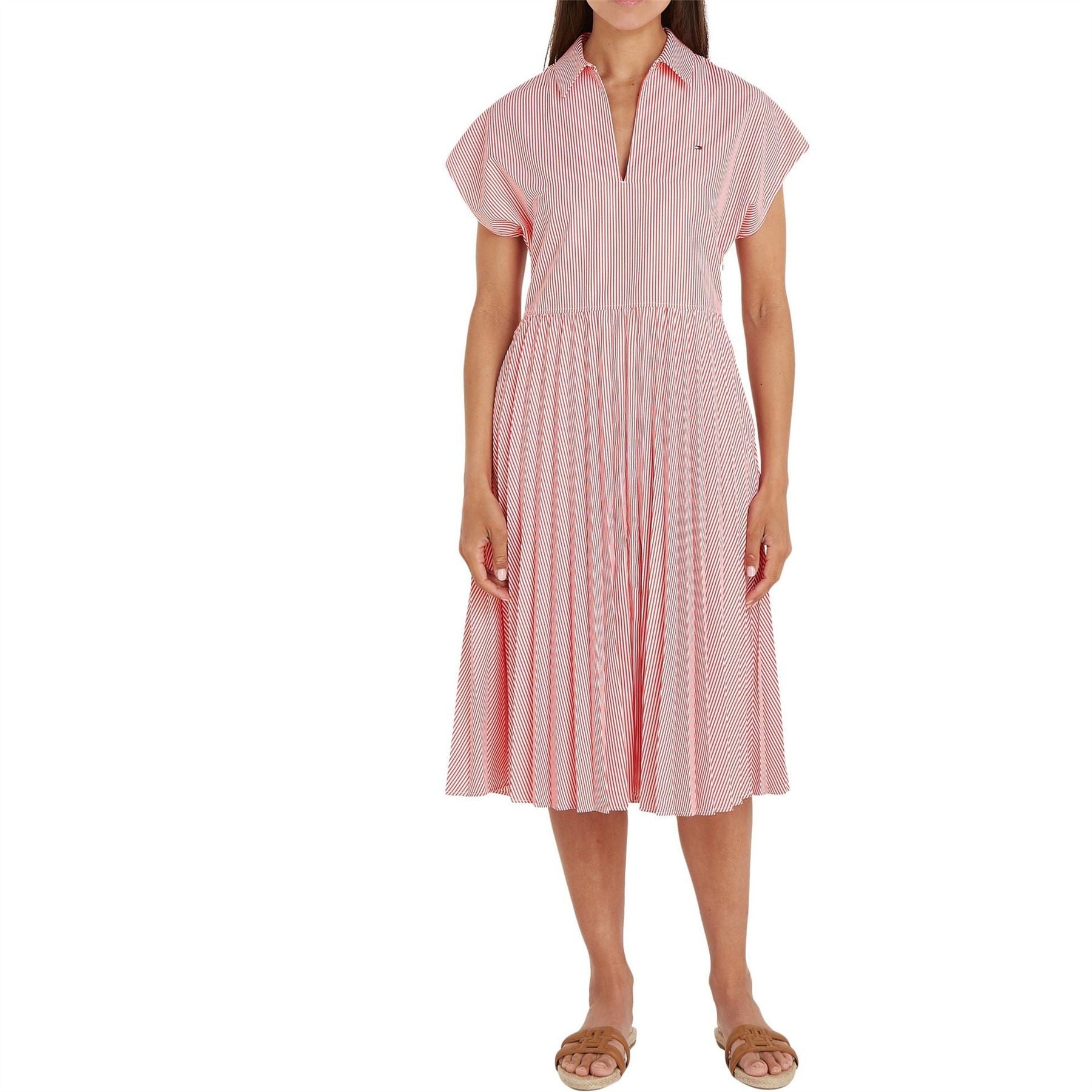 Tommy Hilfiger Ithaka Plt Collared Neck Midi Shirtdress