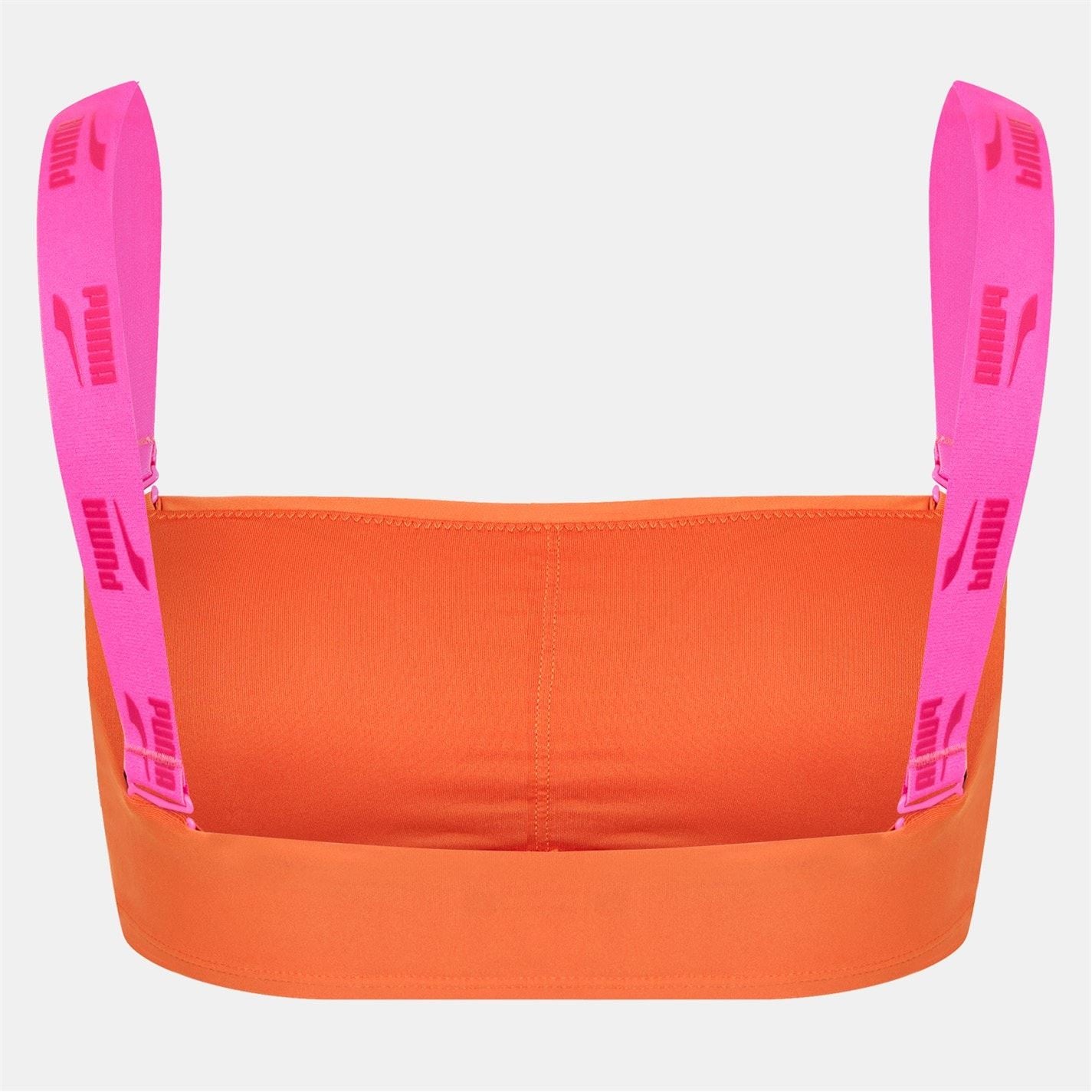 Puma Logo Print Swim Bandeau Bikini Top