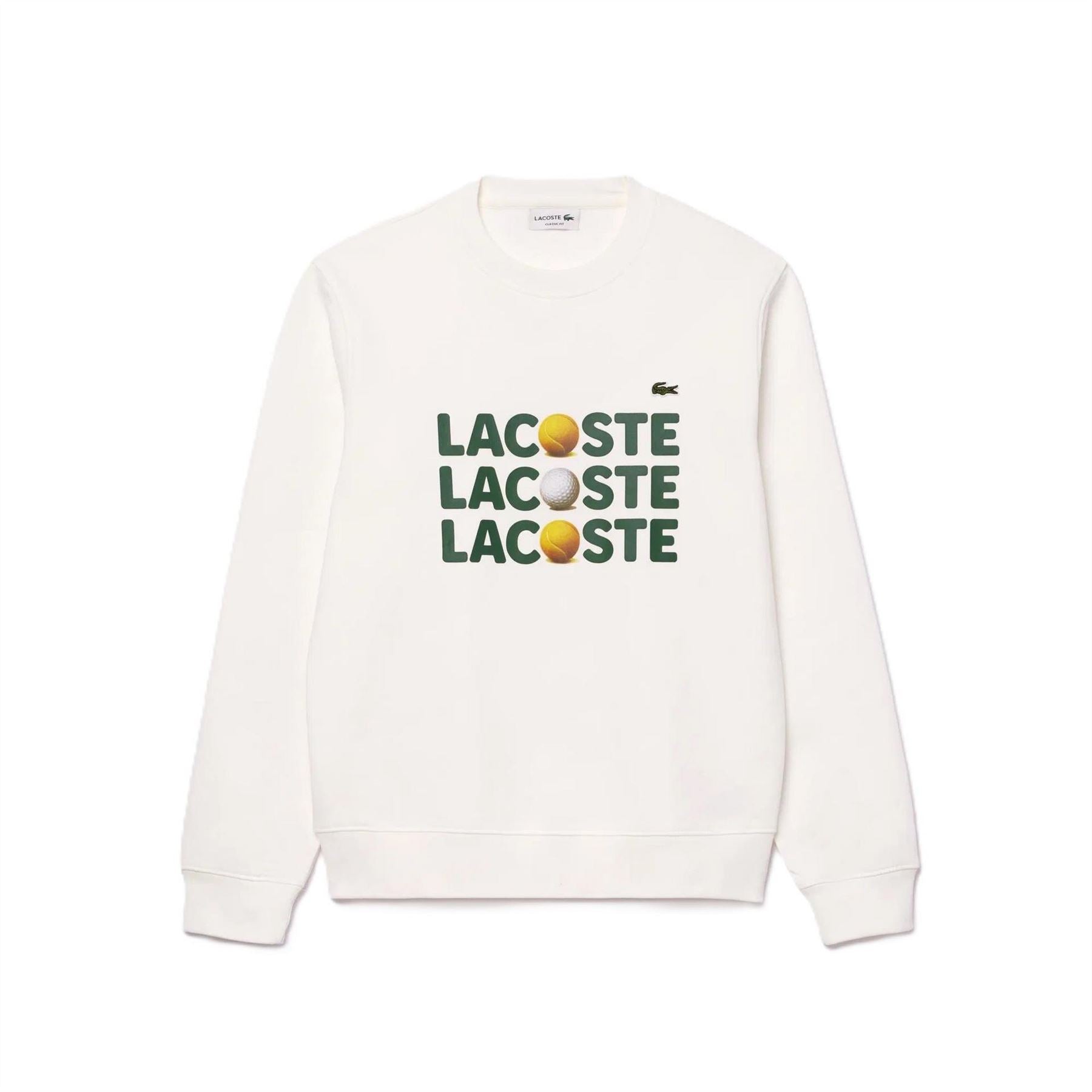 Lacoste Ribbed Cuff Lettering Crew Neck Sweater