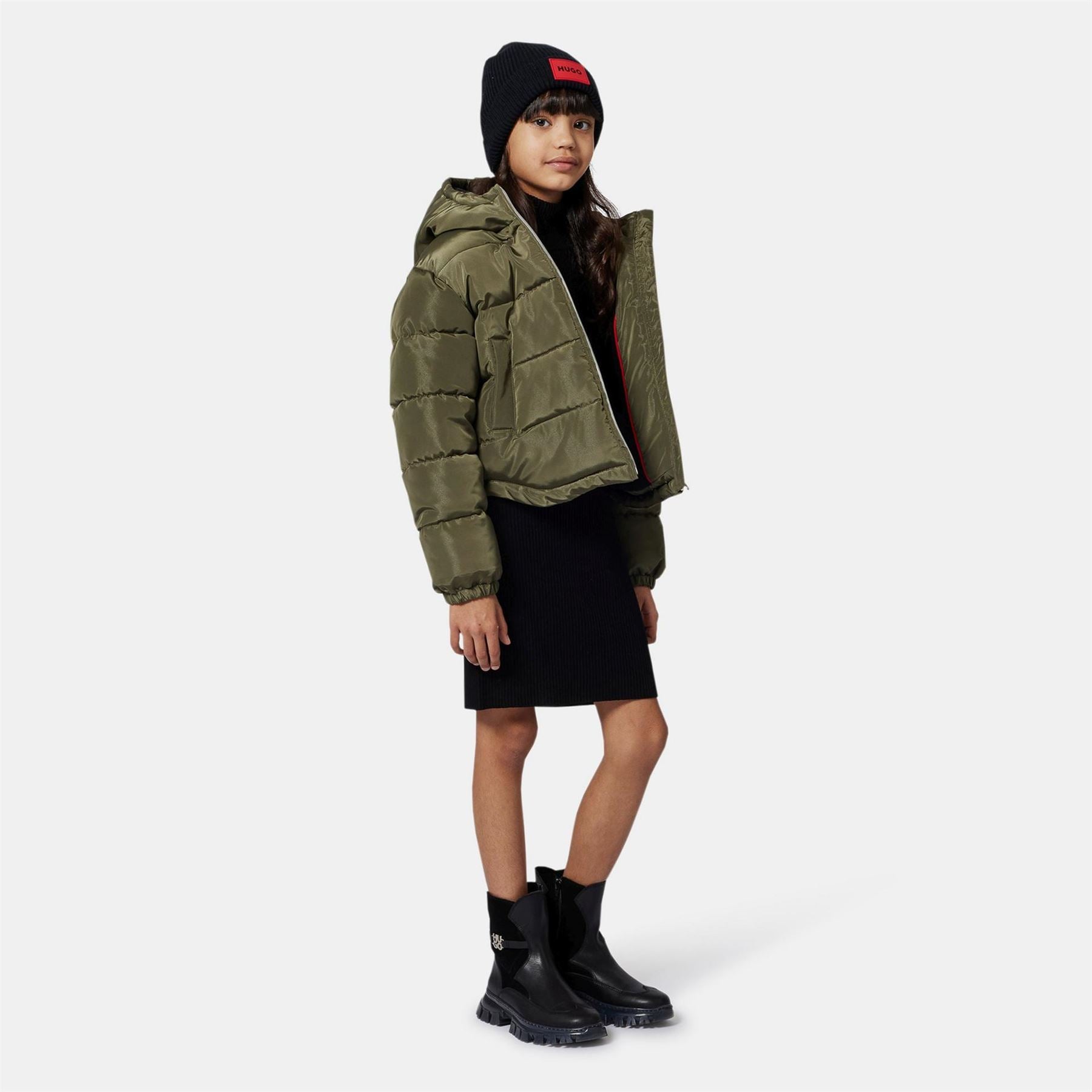 Hugo Ribbed Patterned Junior Beanie with Bold Logo