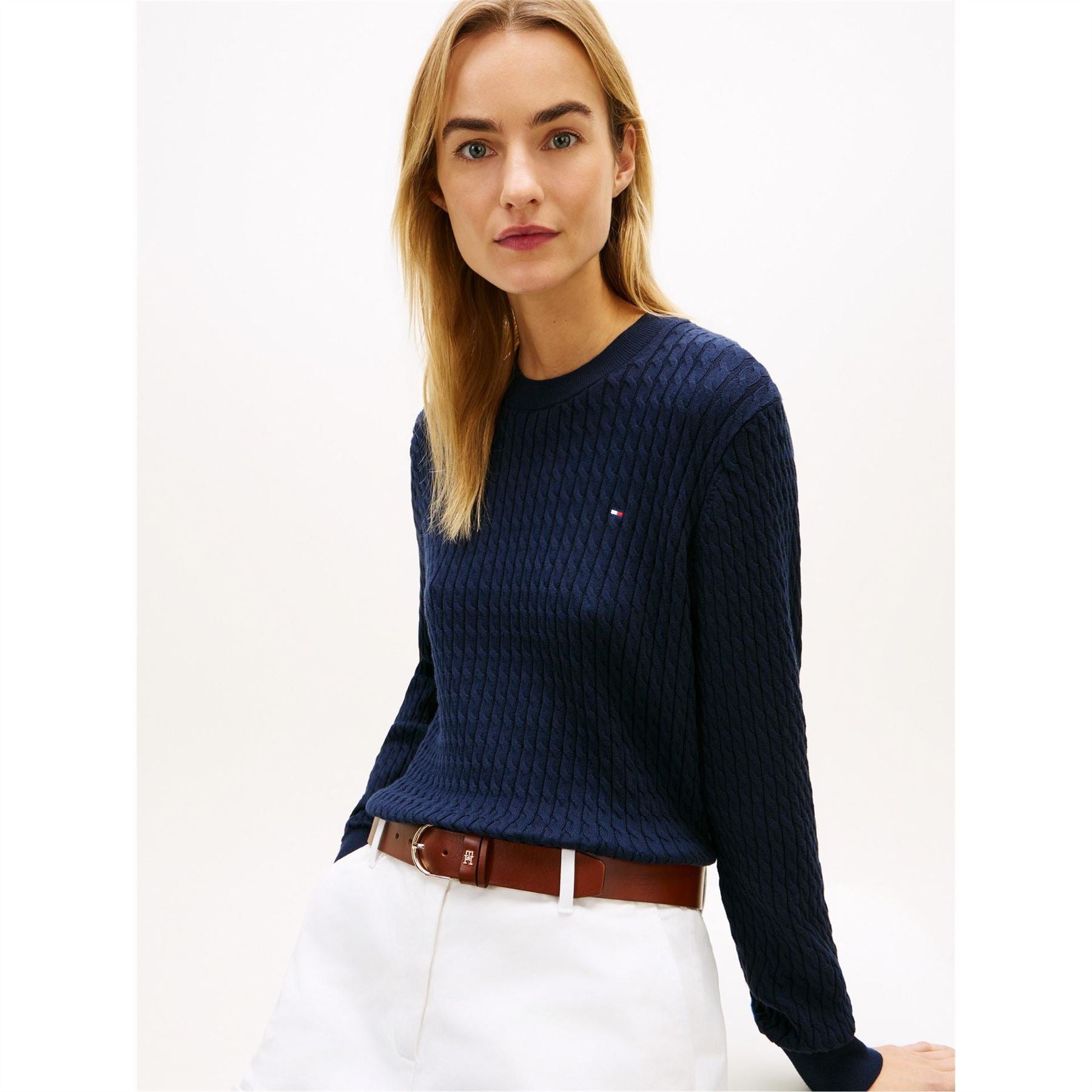 Tommy Hilfiger Cable Detail Crew Neck Long Sleeve Sweater
