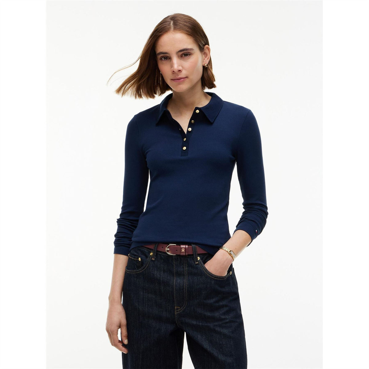 Tommy Hilfiger Rib Long Sleeve Polo Shirt