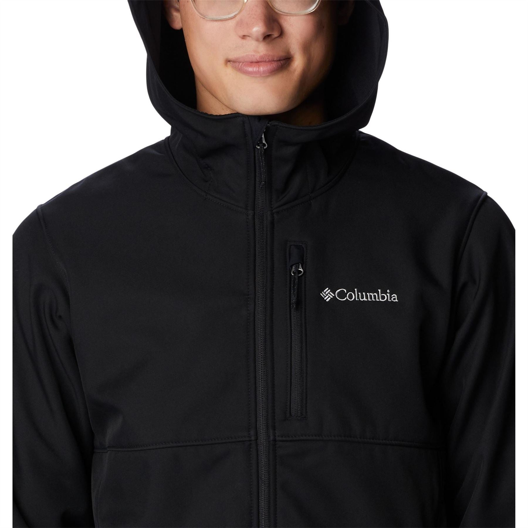 Columbia Ascender2 Solid Patterned Hooded Drawstring Softshell Jacket