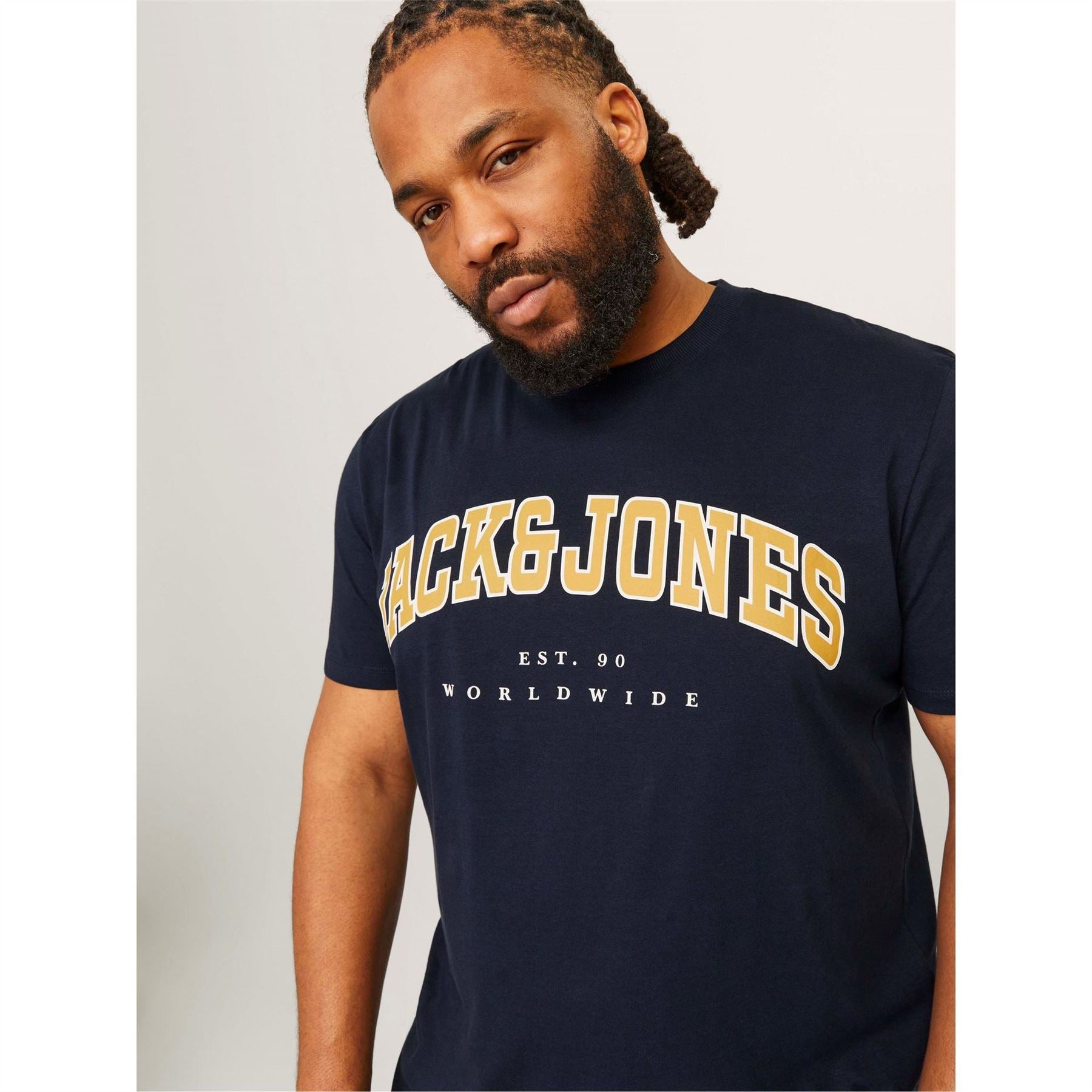 Jack and Jones Varsity Arch Lettering Crew Neck Short Sleeve T-Shirt