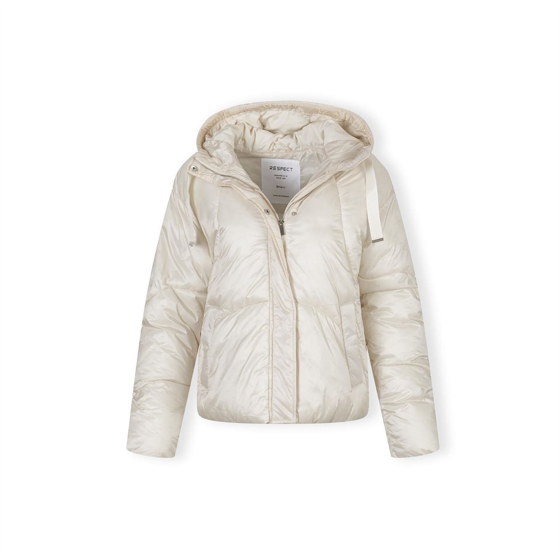 Minoti Short Padded Jacket With Hood Curved Stitching Grey