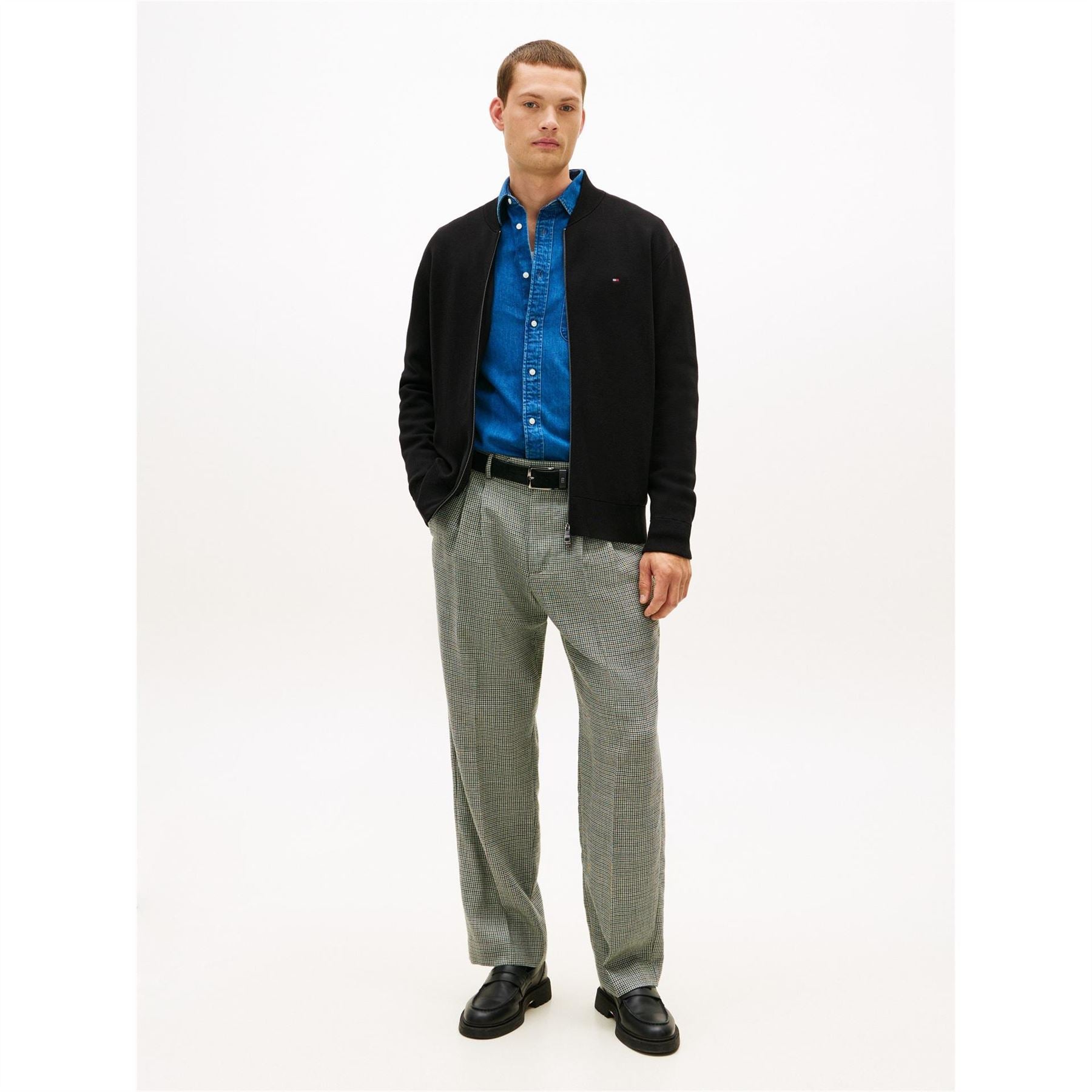 Tommy Hilfiger Solid Patterned Ribbed Cuff Baseball Jacket