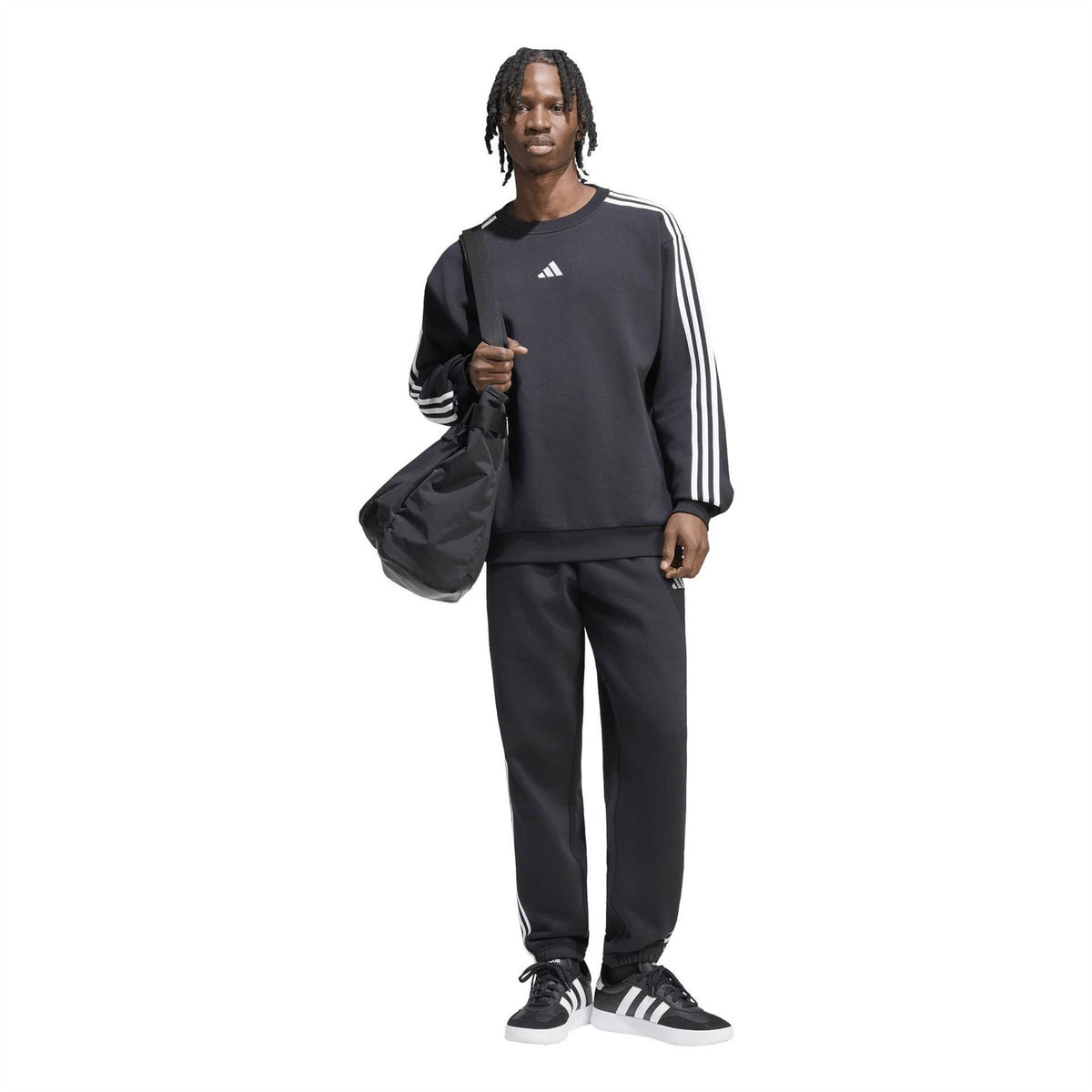adidas Fleece Tapered Cuff 3 Stripes Joggers M