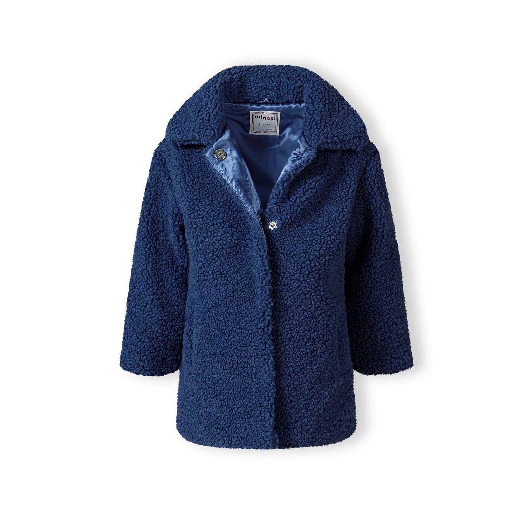 Minoti Girls Sherpa Boucle Jacket With Satin Lining Blue