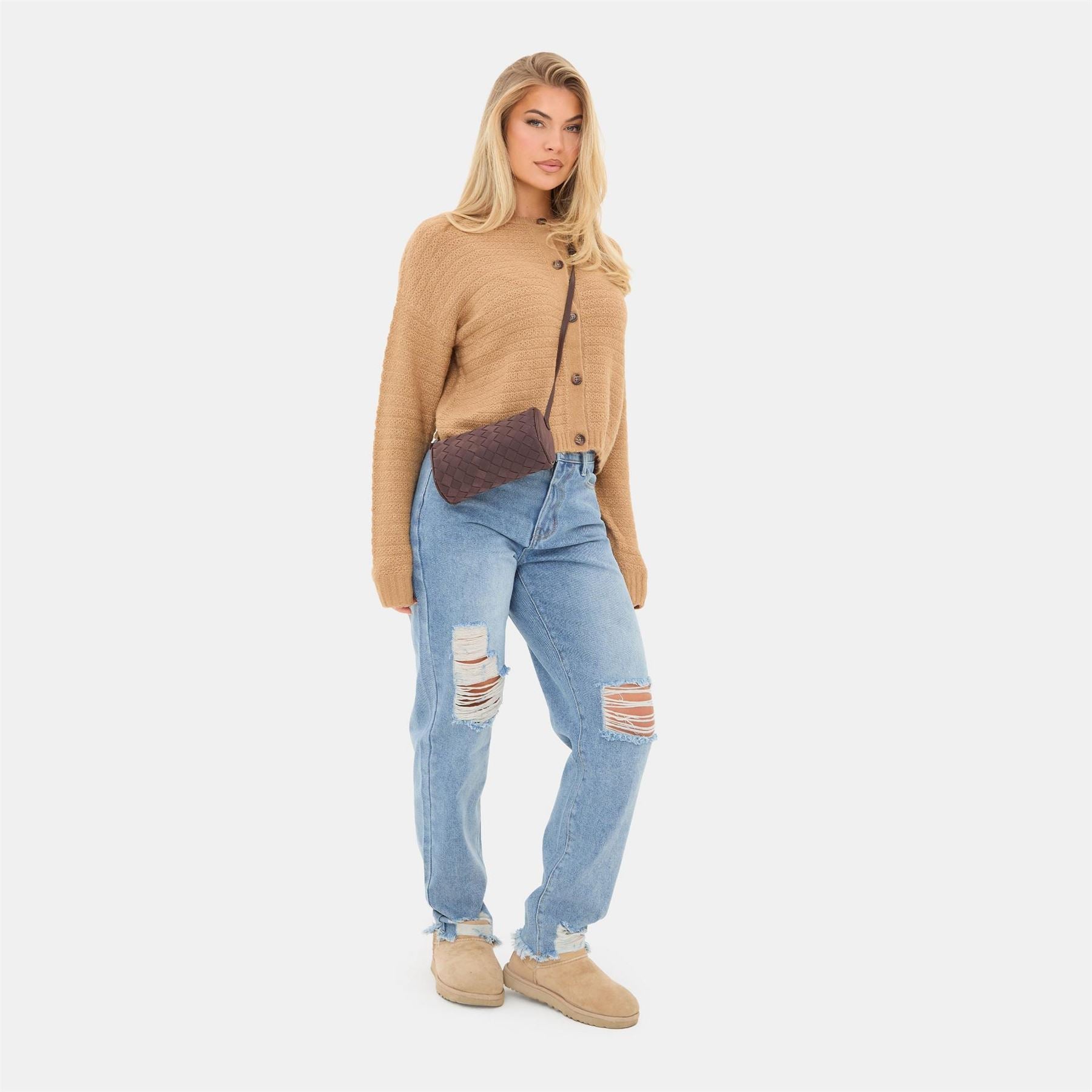 I Saw It First Button Placket Crew Neck Long Sleeve Cardigan