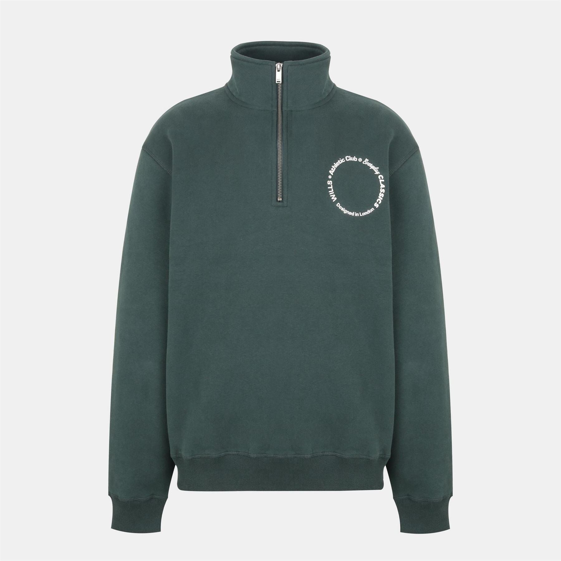 Jack Wills Athletic Cotton Long Sleeve Funnel Neck Oversized Fit quarter Zip Fleece