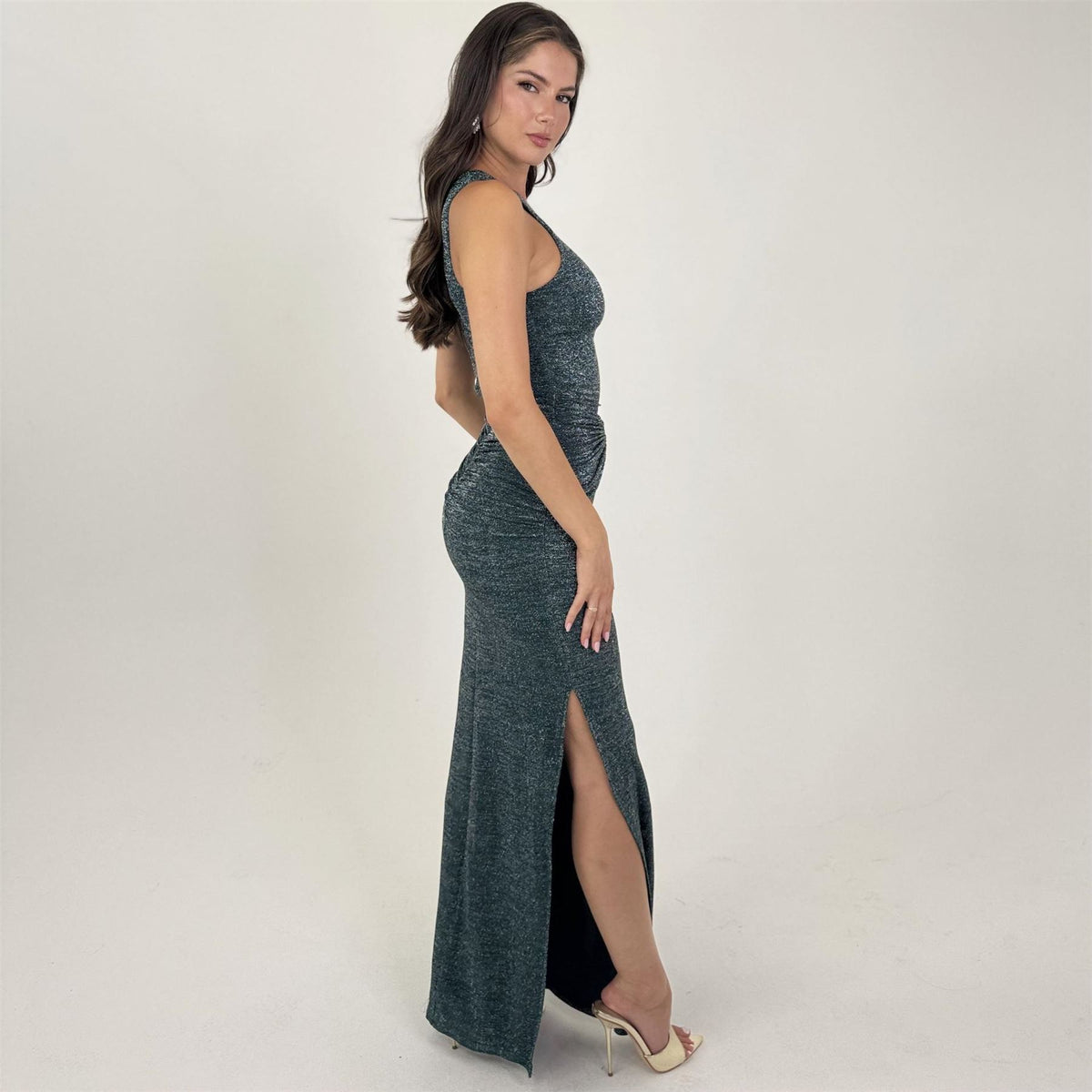 AX Paris Sparkle O Ring Detail Bodycon Midi Dress