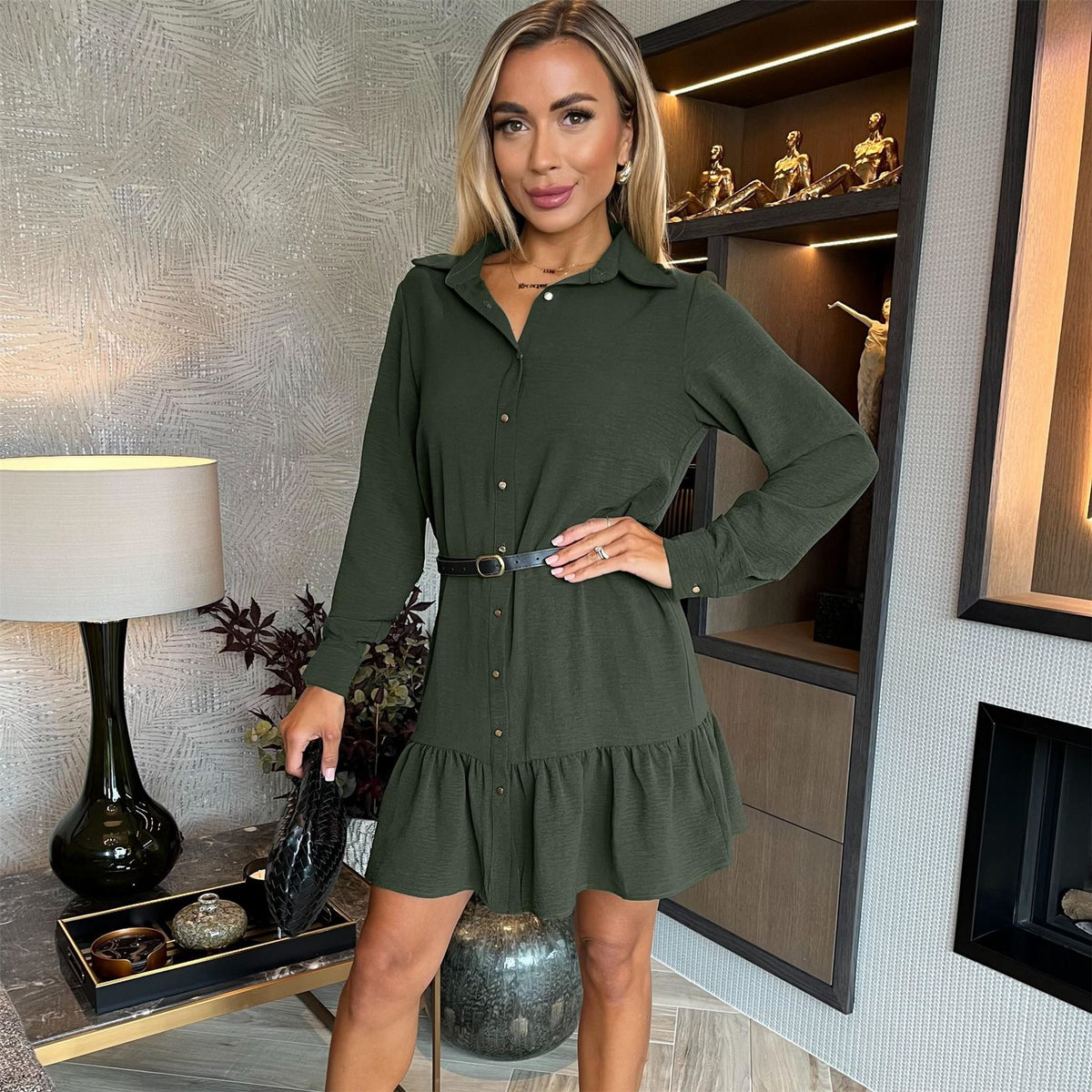 AX Paris Sleeve Frill Hem Shirt Mini Dress