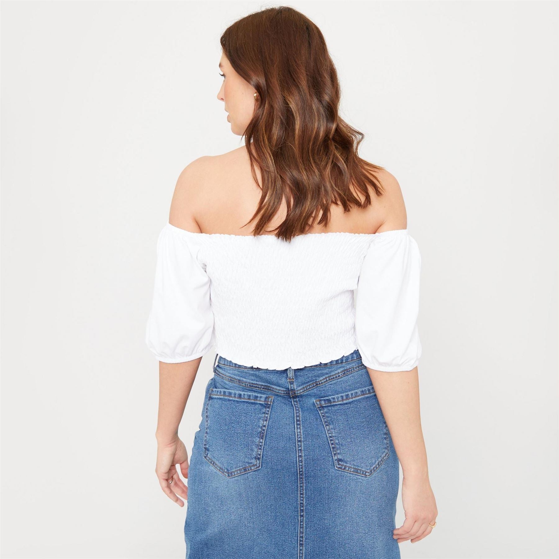 Be You Puff Sleeve Off-The-Shoulder Cropped Blouse