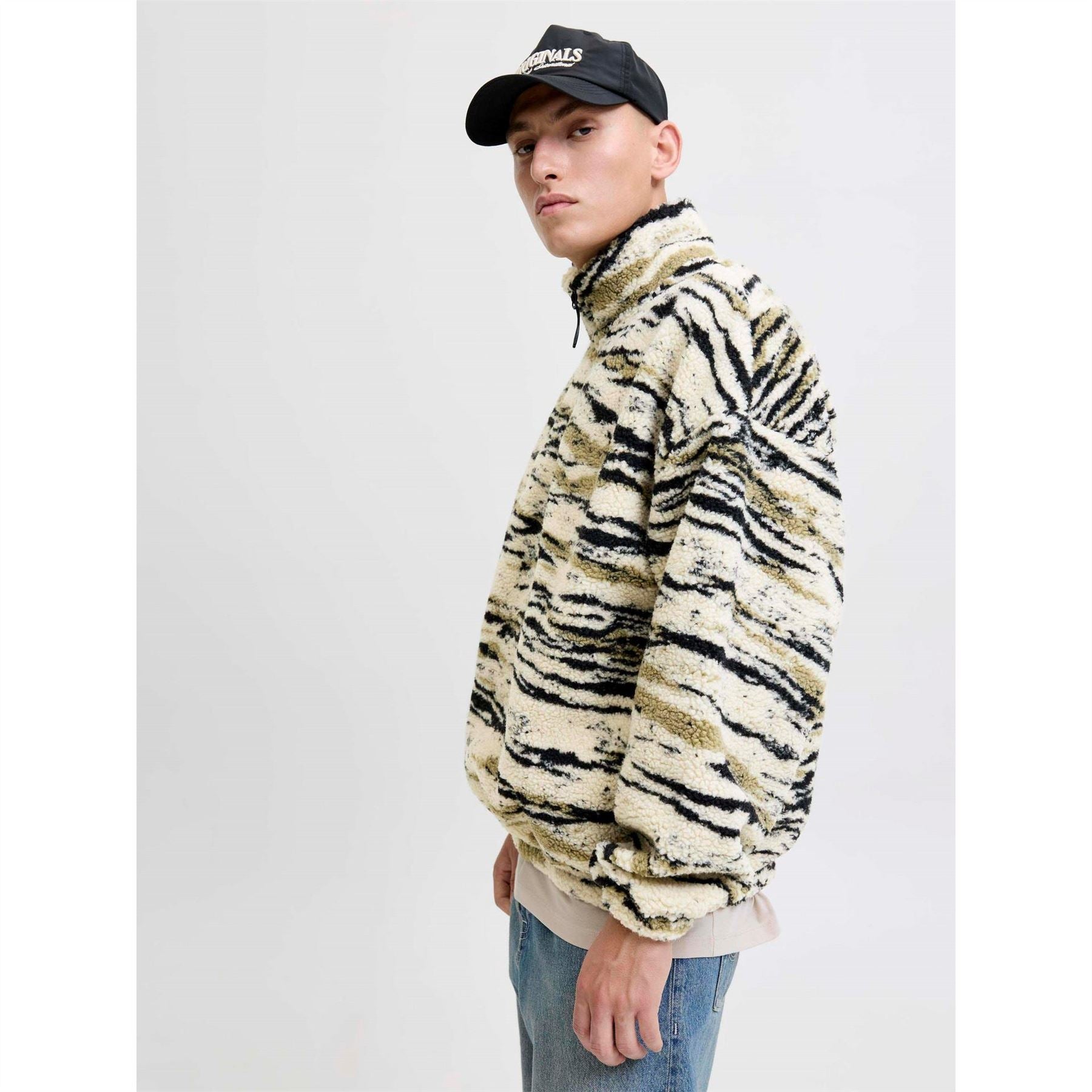 Jack and Jones Mens Skin Teddy Fleece Half Zip Top