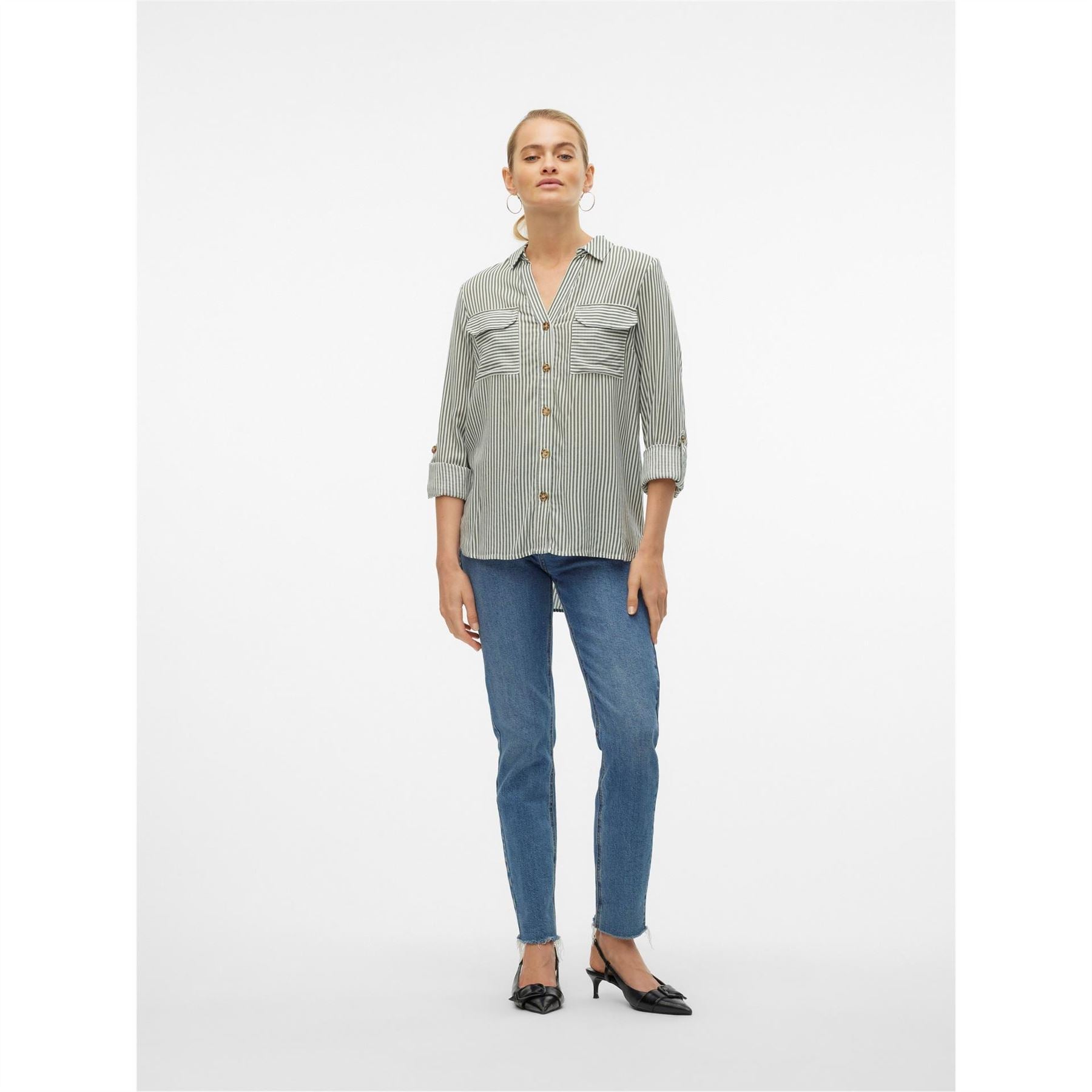 Vero Moda Bumpy Regular Fit V-Neck Long Sleeve Shirt