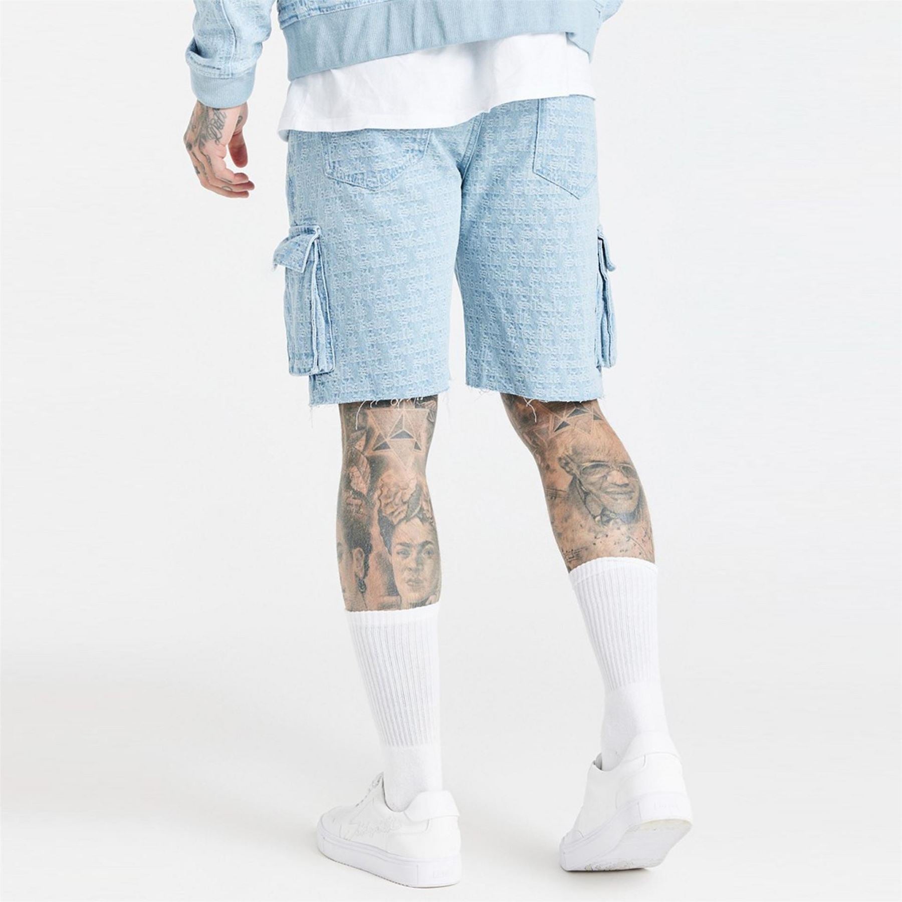 SikSilk Cargo Shorts with All Over Logo