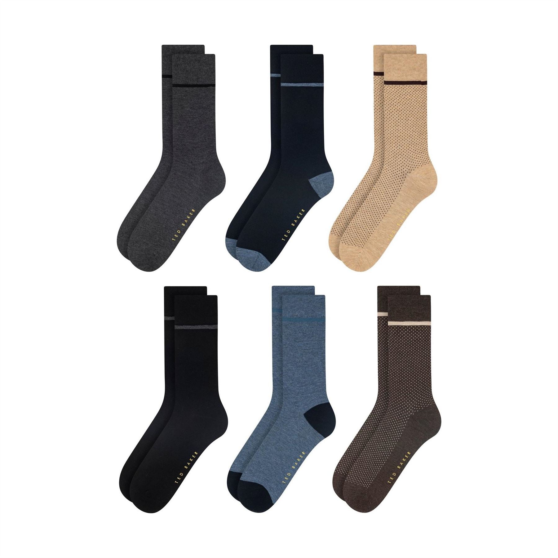 Ted Baker 6 Pack Formal Crew Long Socks