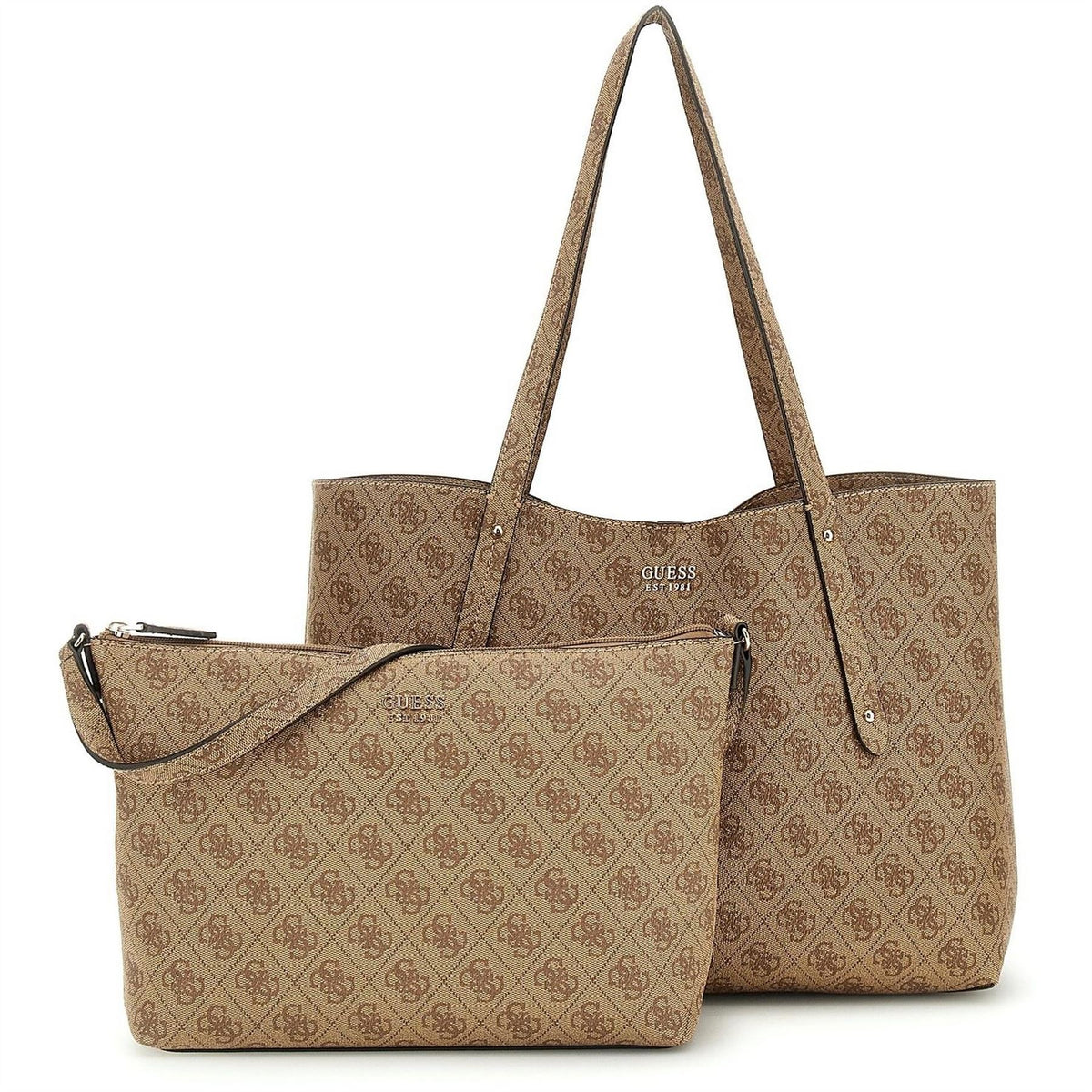 Guess Rectangle Shape Tote with Silver Tone Hardware