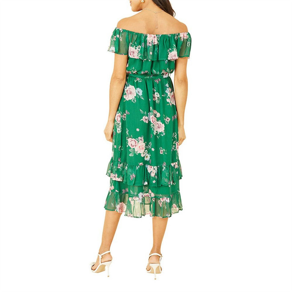 Yumi Floral Off-The-Shoulder Midi A-Line Dress