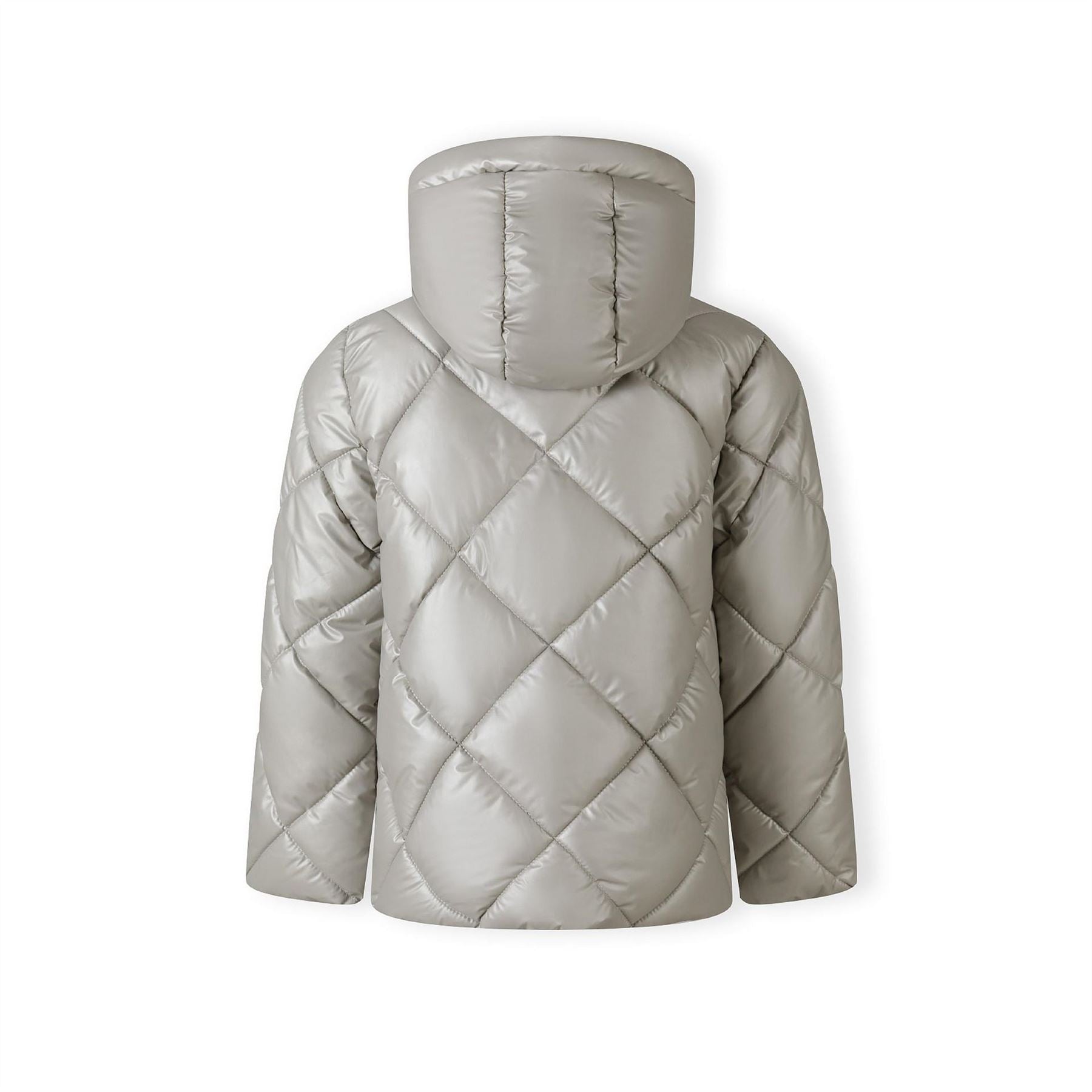 Minoti Girls Quilted Jacket With Hood And Zip Pockets Silver