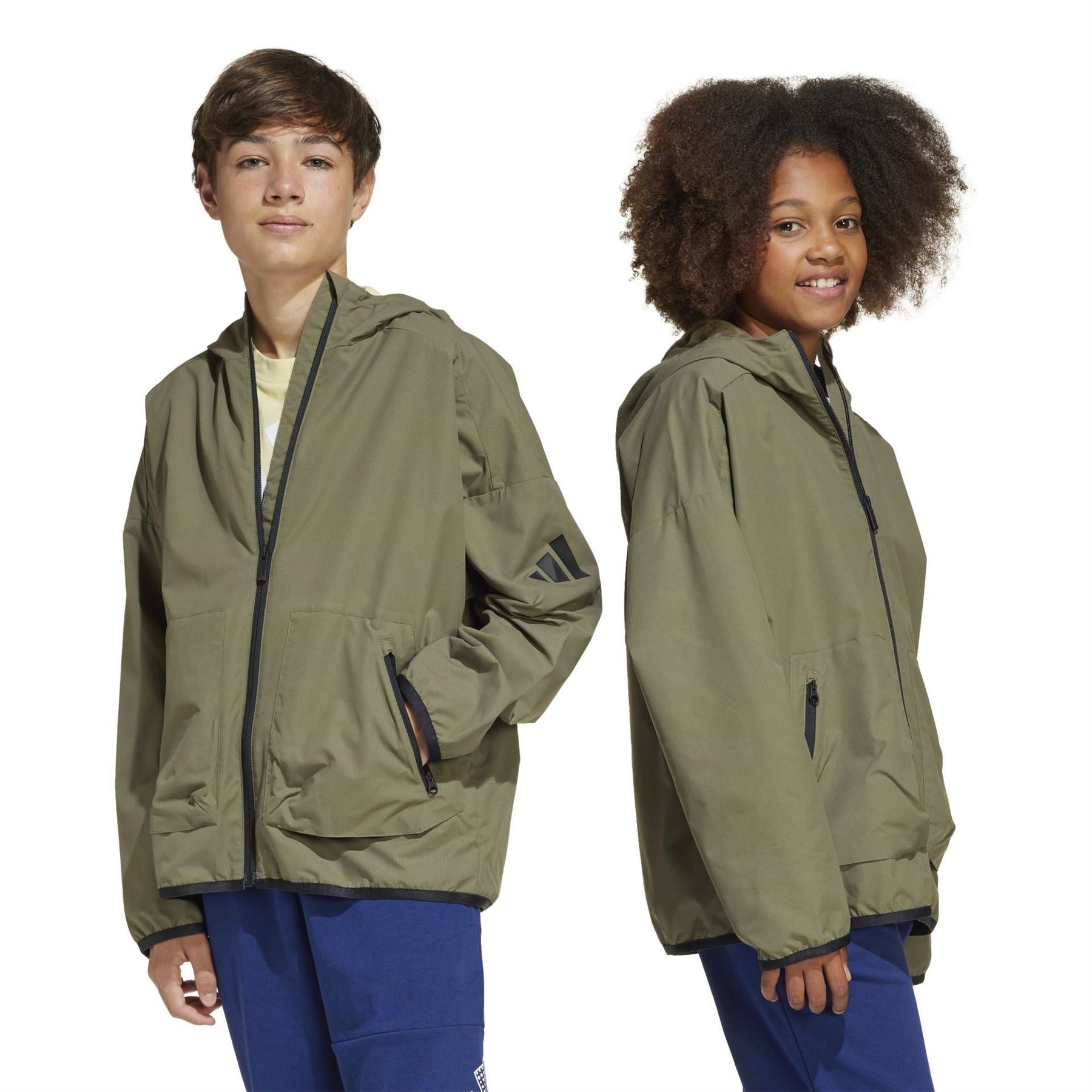 adidas Solid Patterned Hooded Zipped Pocket Cargo Jacket