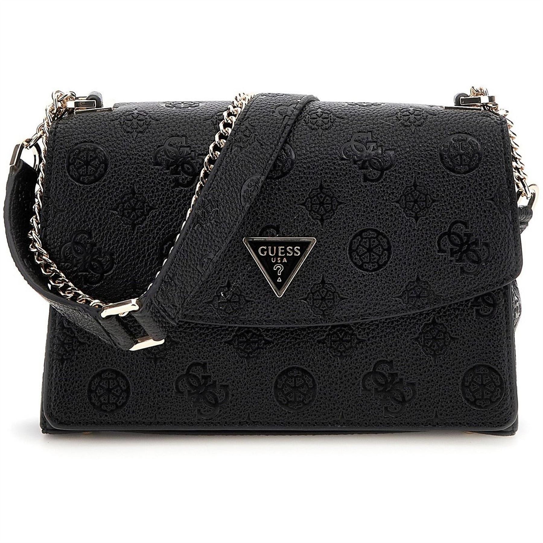 Guess Embossed Logo Cross Body Bag with Silver Tone Hardware