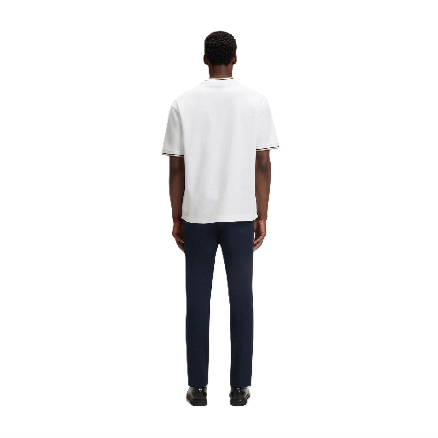Boss Crew Neck Ribbed Collar Short Sleeve T-Shirt