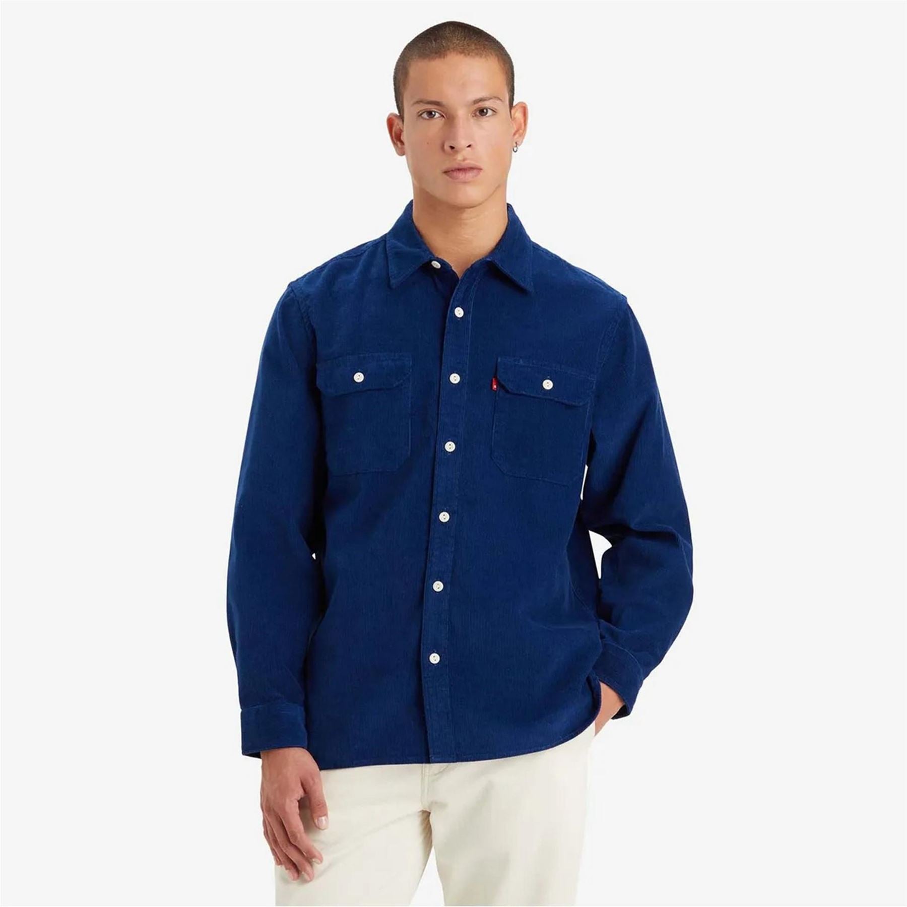 Levis Jackson Solid Patterned Chest Pocket Overshirt