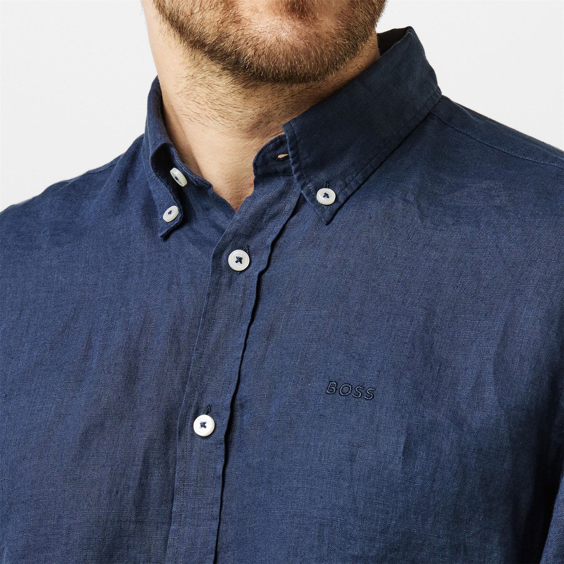 Boss Liam Regular Fit Cuff Sleeve Point Collar Shirt