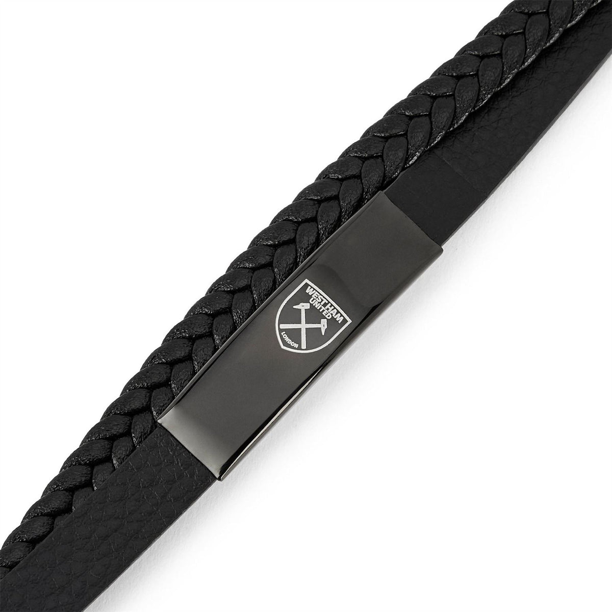 Team Officially Licensed Stainless Steel And Leather Black Ip Bracelet