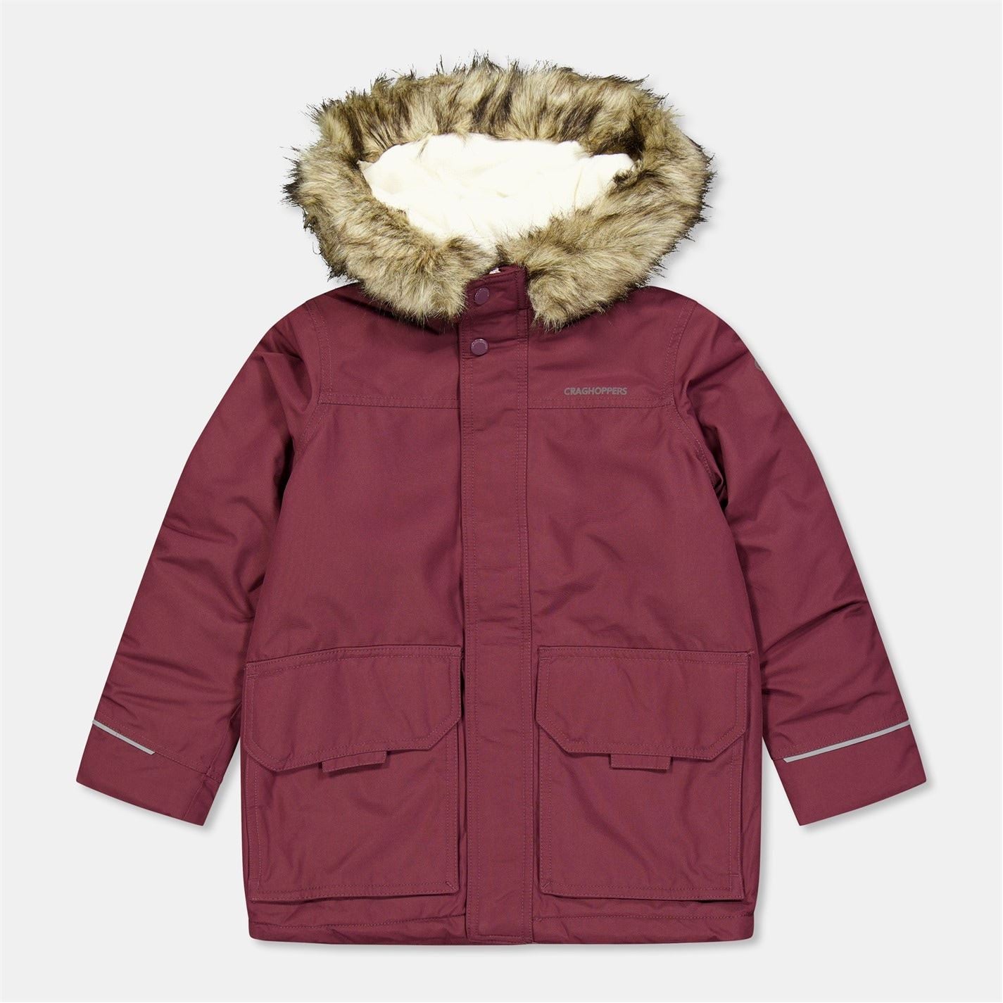 Craghoppers Corrib Solid Patterned Hooded Parka Jacket with Flap Pocket