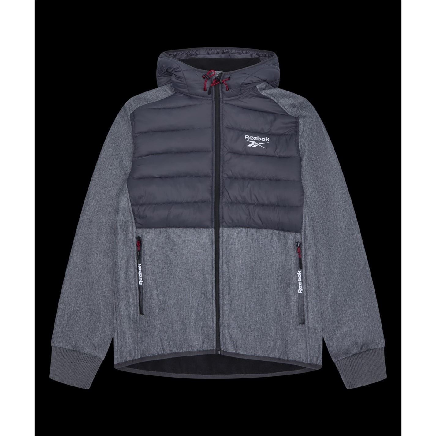 Reebok Solid Patterned Hooded Neck Ribbed Cuff Rain Jacket