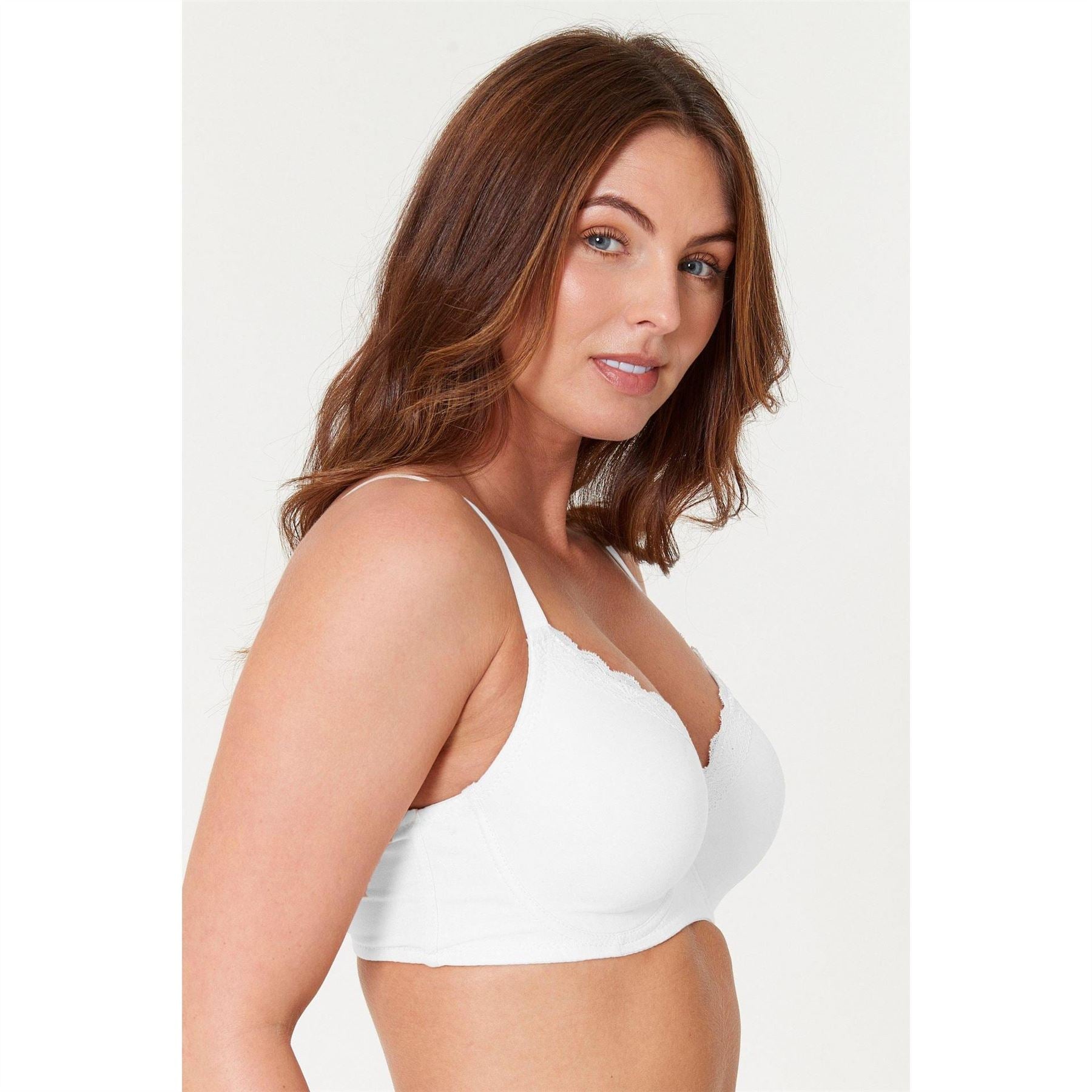 Be You 3 Pack Lace Trim Cotton T-Shirt Bra