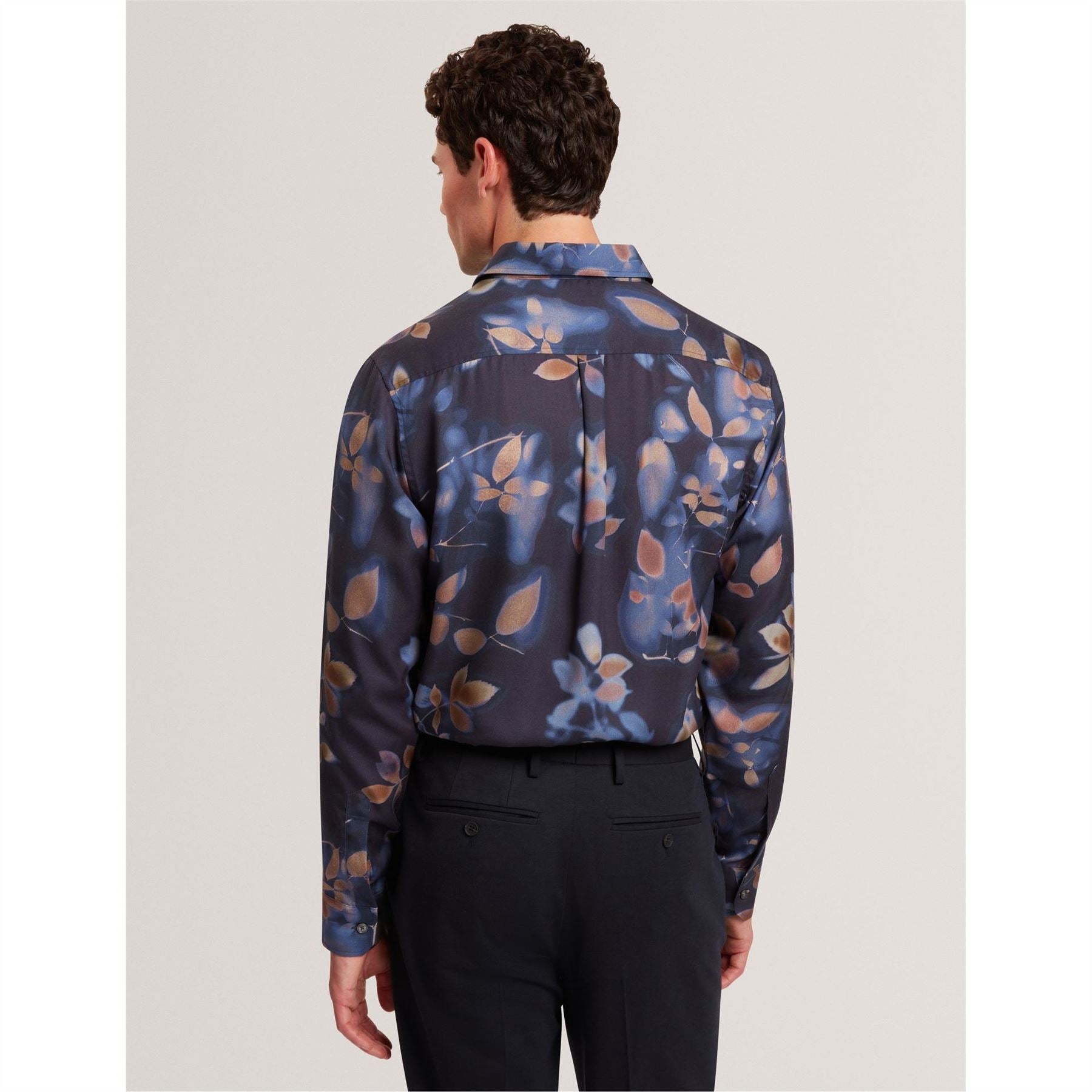 Ted Baker Leaf Print Collared Neck Long Sleeve Shirt