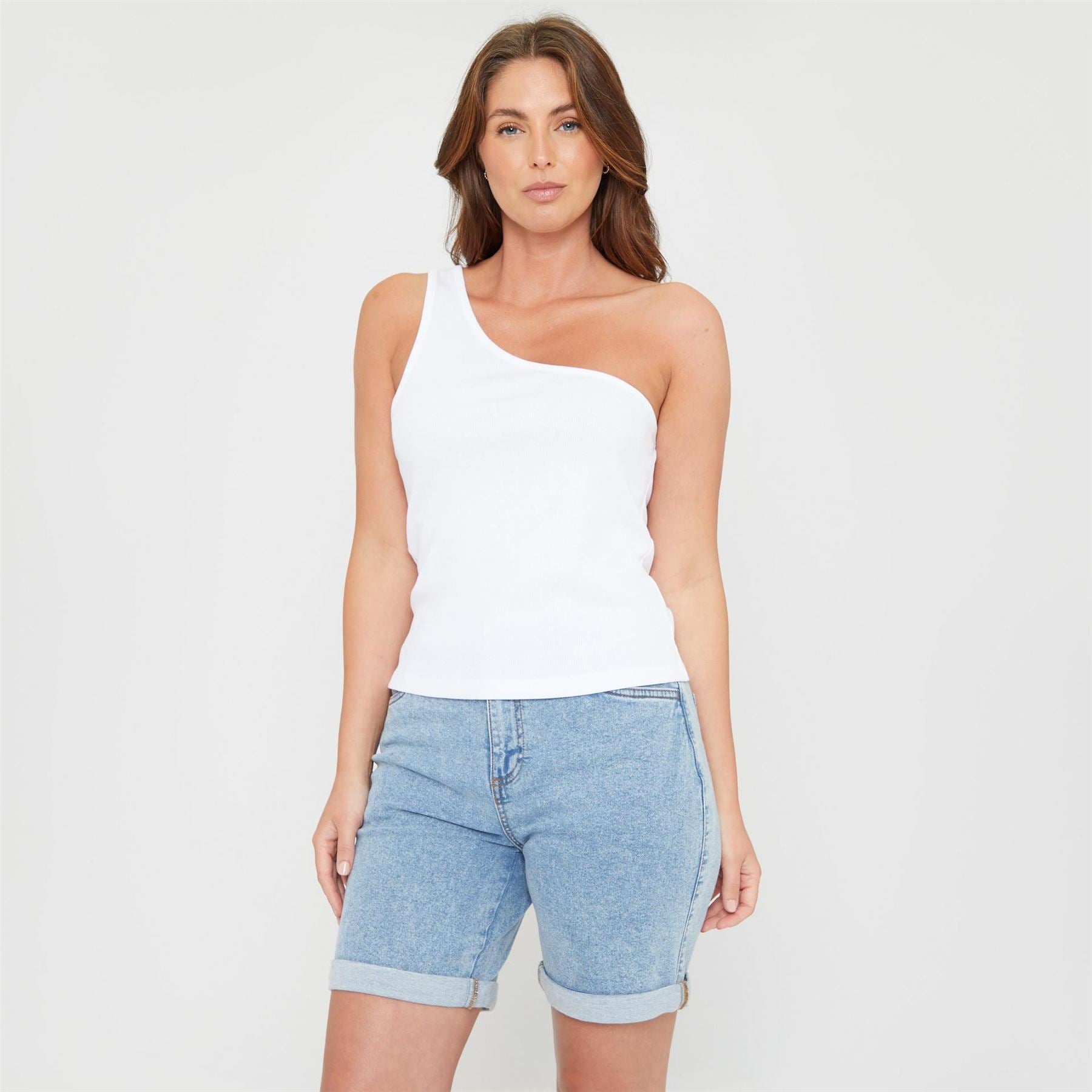 Be You One Shoulder Rib Tank Vest