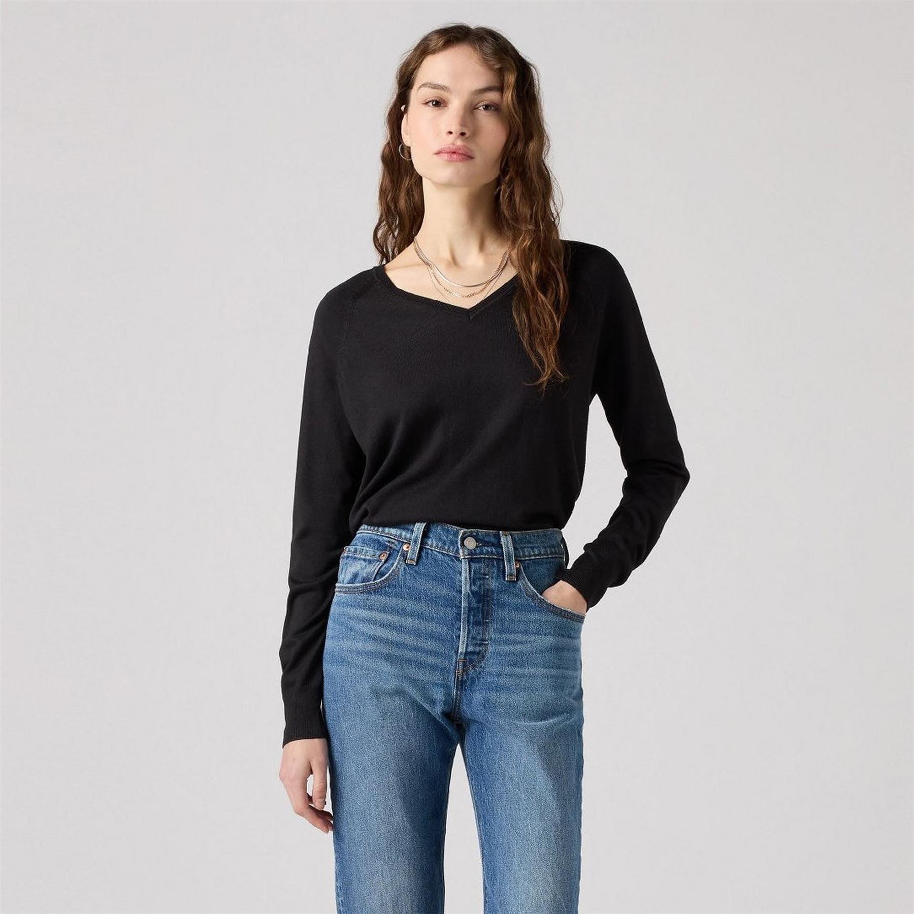 Levis Petal V Neck Quarter Zip Knitted Top