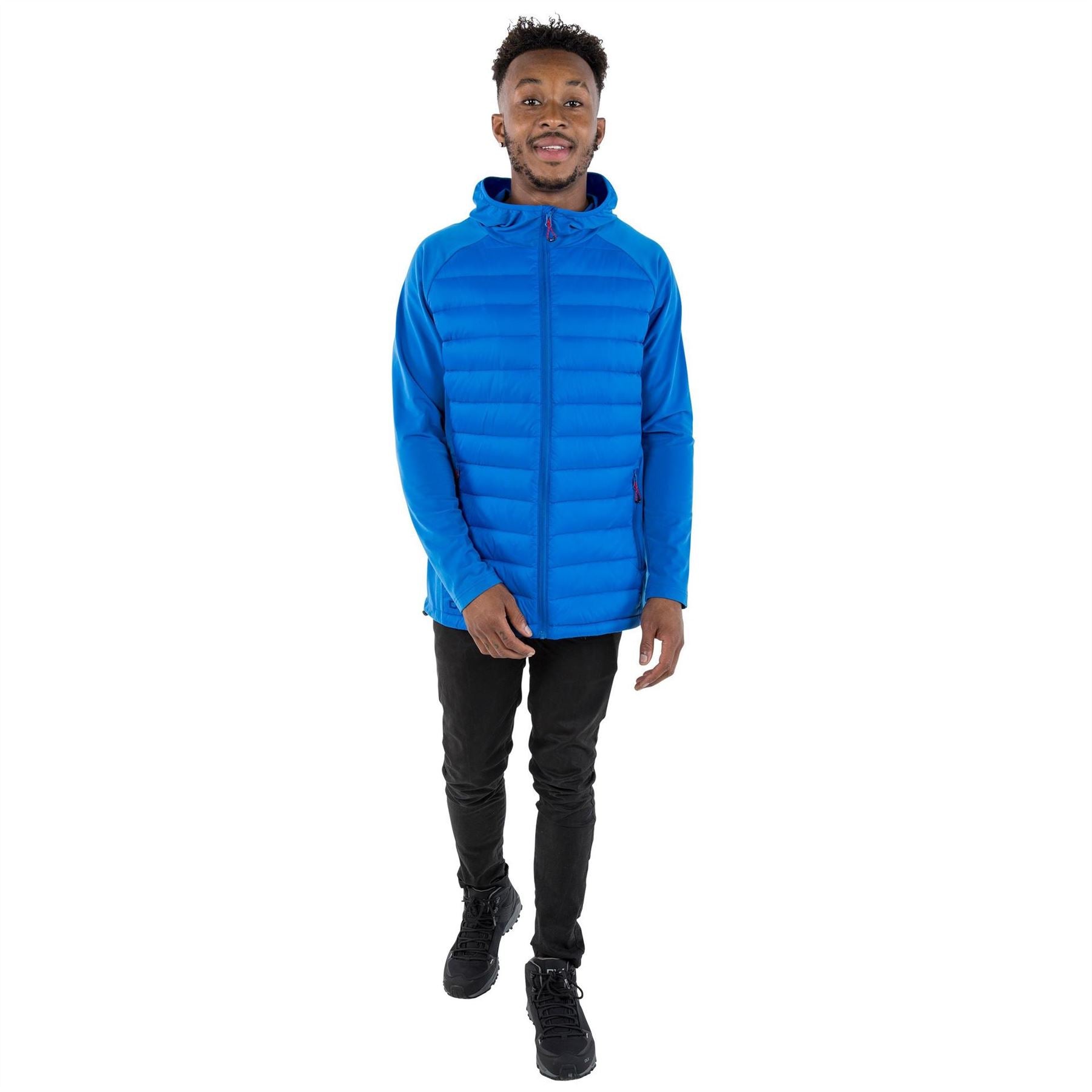 DLX Cade Solid Patterned Hooded Down Jacket with Zipped Pocket
